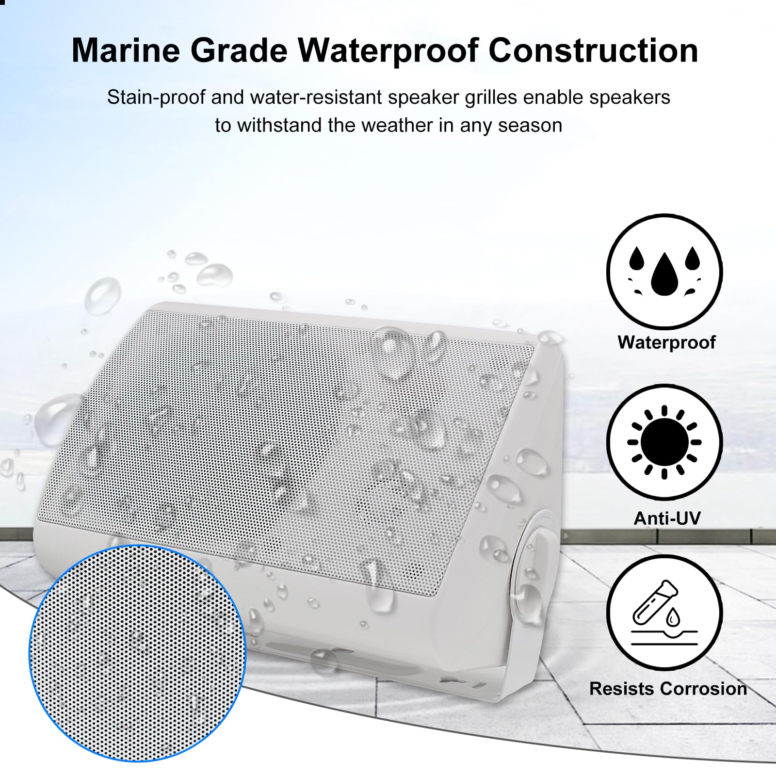 Studiofinix 5.25 Inches Outdoor Bluetooth Speakers Waterproof 600 Watts Perfect For Indoor  Outdoor Patio Porch Wall Mount Syste