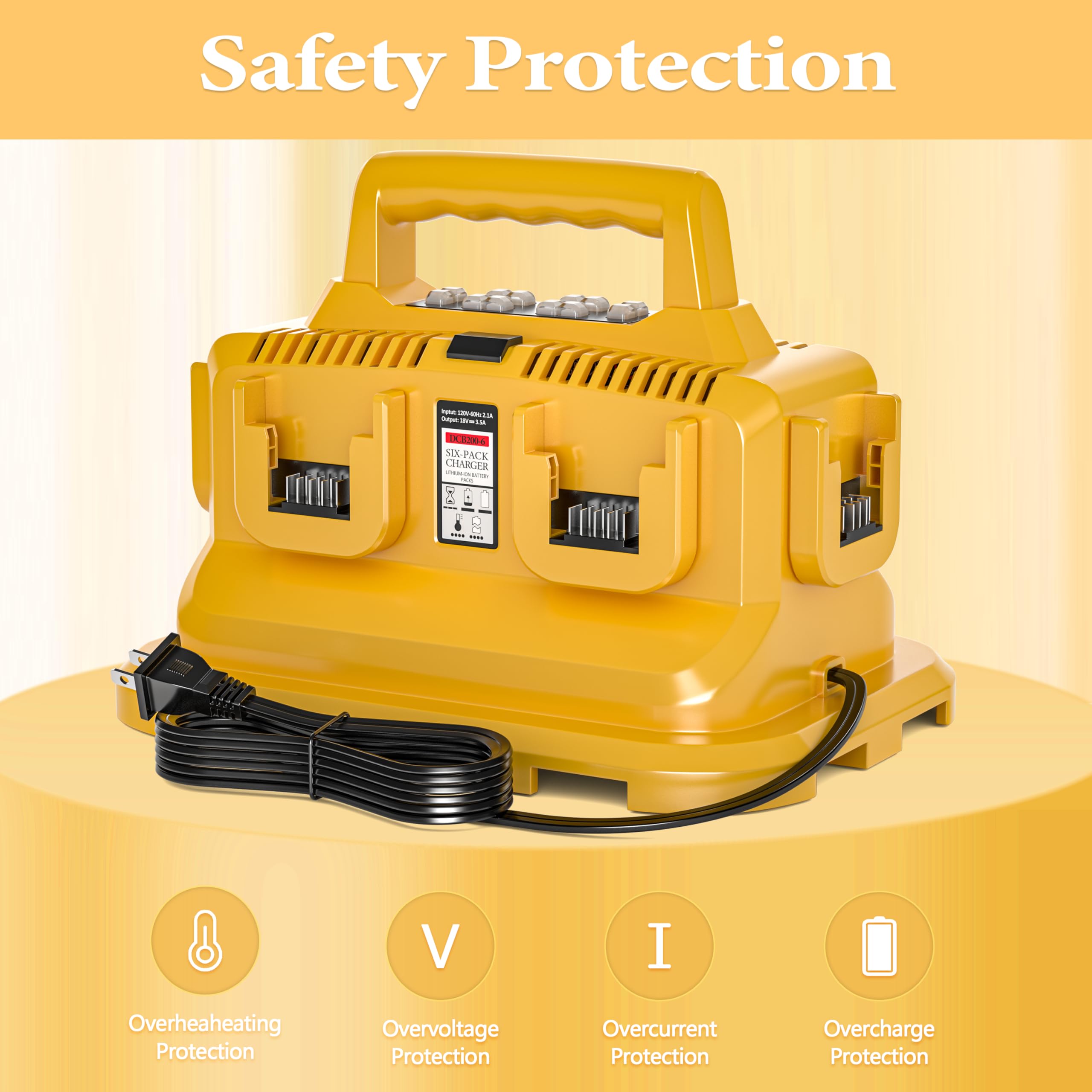 Dmmns 6 Ports Rapid Battery Charger Station,Replacement For Dewalt Flexvolt 20V/60V Battery Charger,Compatible With Dewalt 20V/6