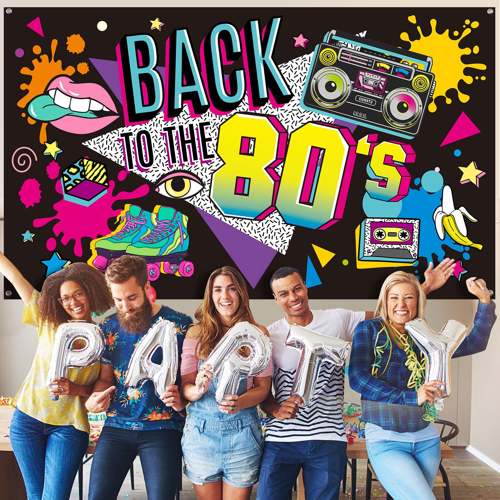 80'S Party Decorations Back To The 80'S Banner 80'S Backdrop Decoration For Photography Background 80'S Party Supplies, 73 X 43