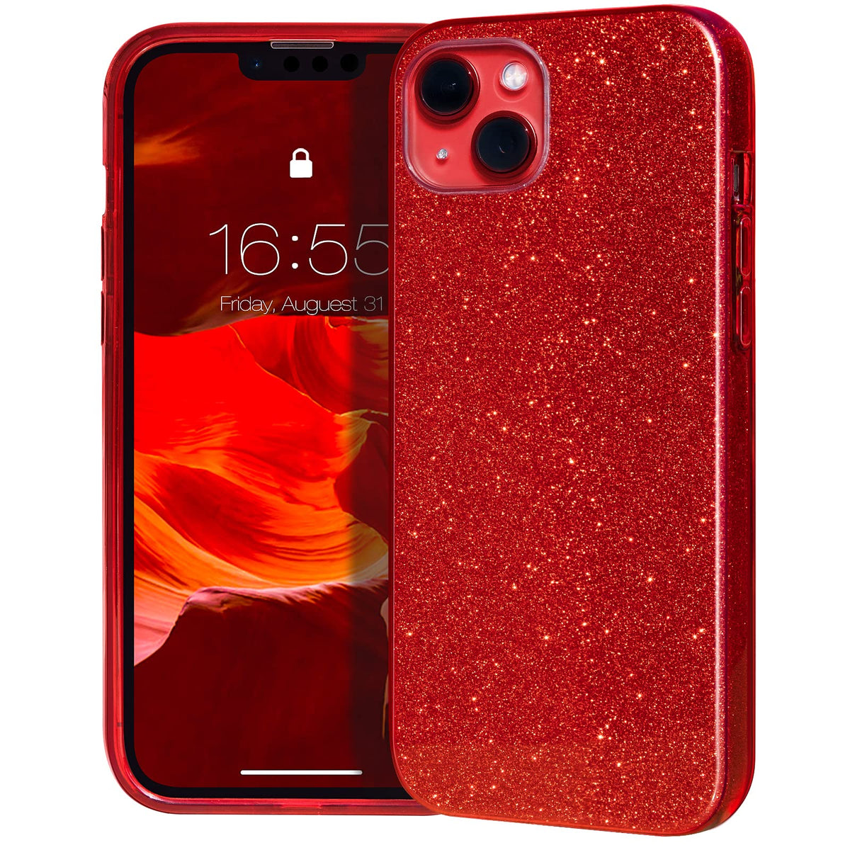 Mateprox Cases Bling Sparkle Cute Girls Women Protective Cases For Iphone 13 Mini/ 12 Mini (Red)