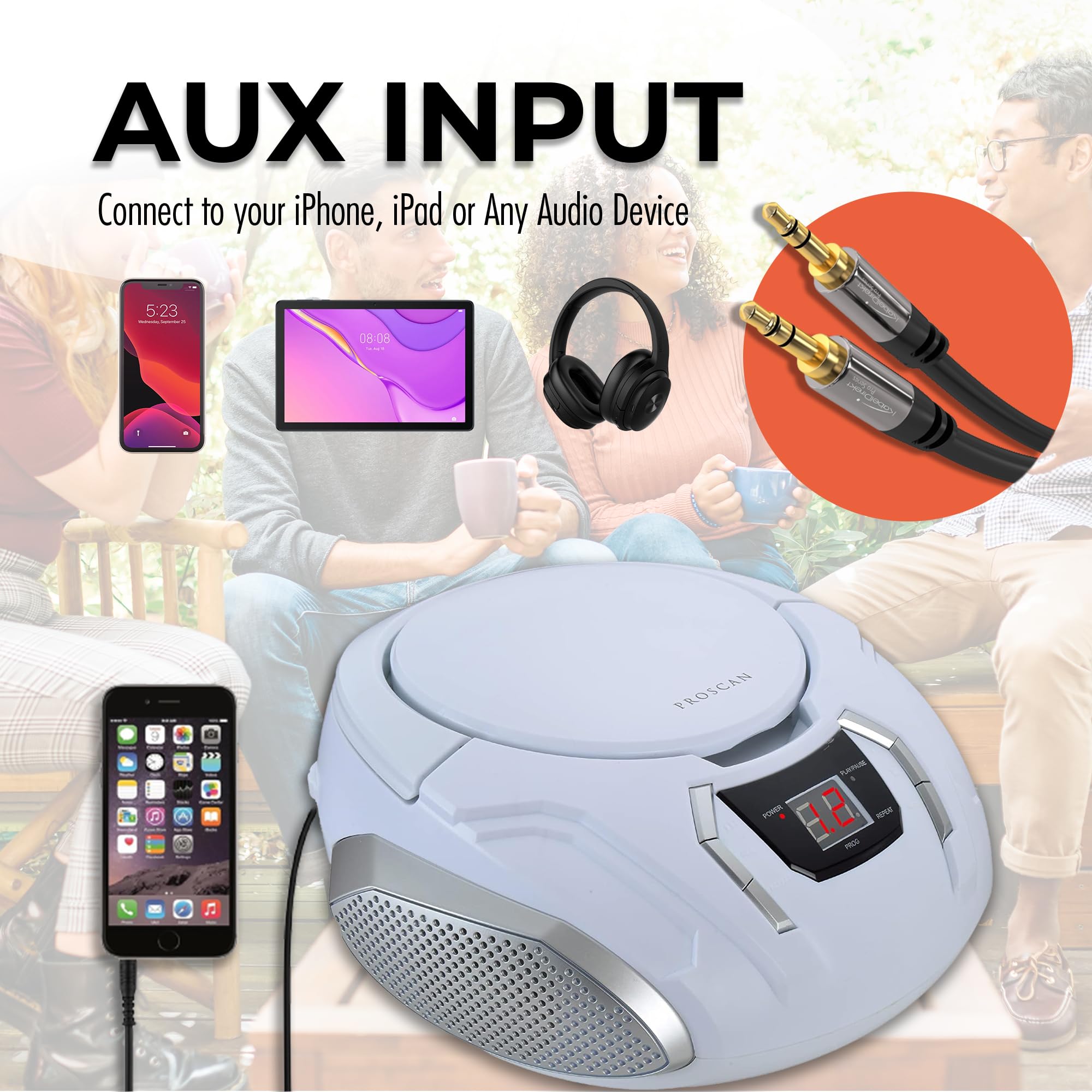 Proscan Elite Portable Cd Boombox With Am/Fm Radio   White