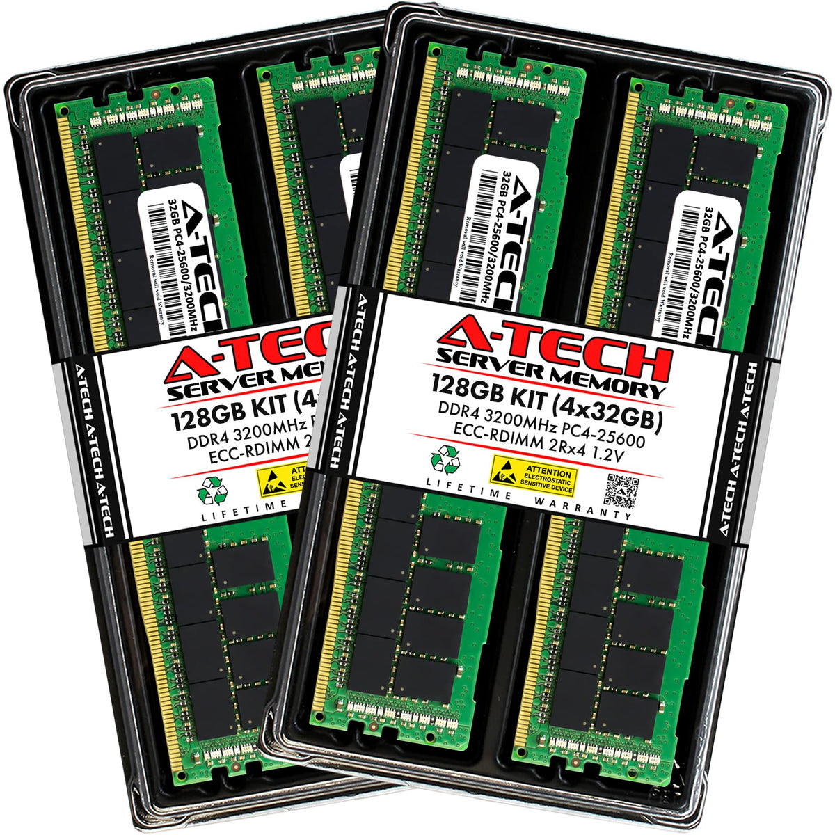 A-Tech 128Gb Kit (4X32Gb) Ddr4 3200Mhz Pc4-25600 Ecc Rdimm 2Rx4 1.2V Dual Rank Ecc Registered Dimm 288-Pin Server & Workstation 