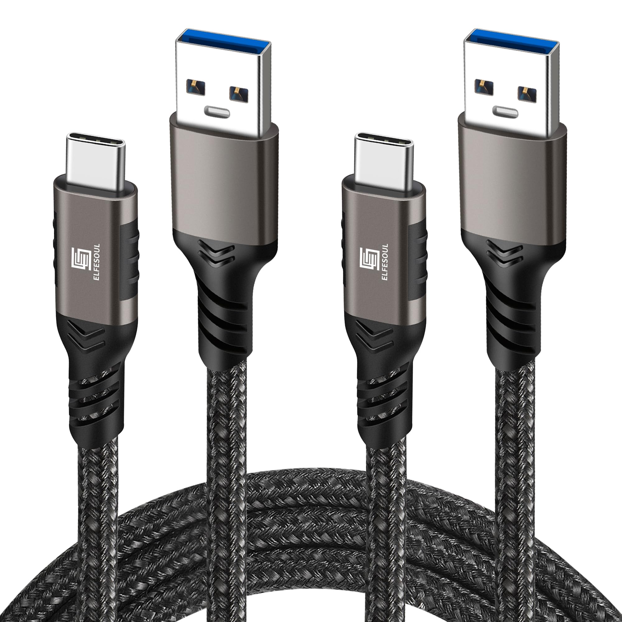 Usb C Cable 3.3Ft, Usb A To Usb C Cable Usb 3.1 Usb 3.2 Gen2 10Gbps Data Charger Cord For Samsung Galaxy S24 S23 S22 S21 S20 S10 S9 S8, Note 20, A80 A70 A50 And Iphone 15/15 Pro, Nylon Braided, 2 Pack