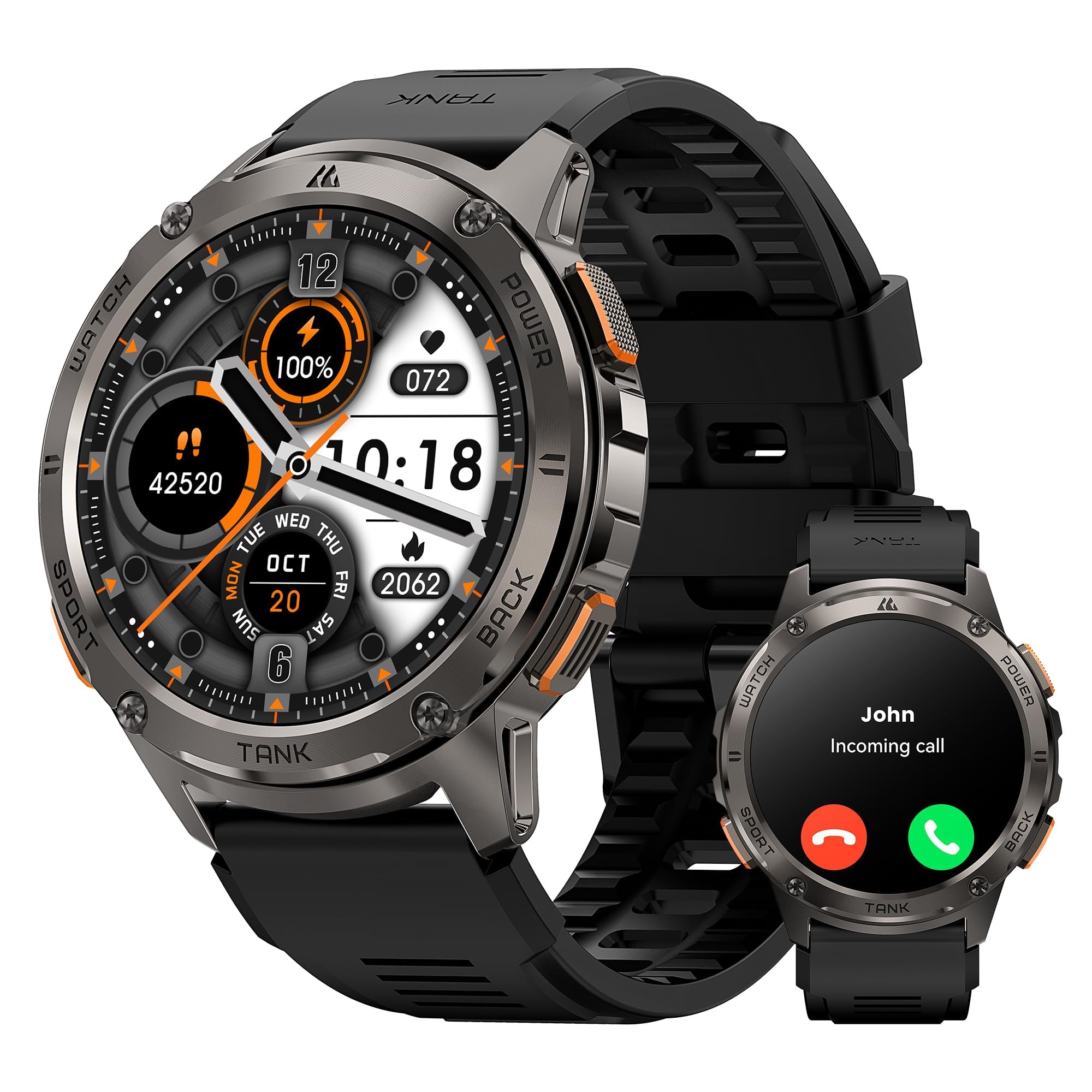 Kospet Smart Watch For Men, 60 Days Extra-Long Battery, 50M Waterproof For Swimming, Rugged Military Full Metal Body Smartwatch,