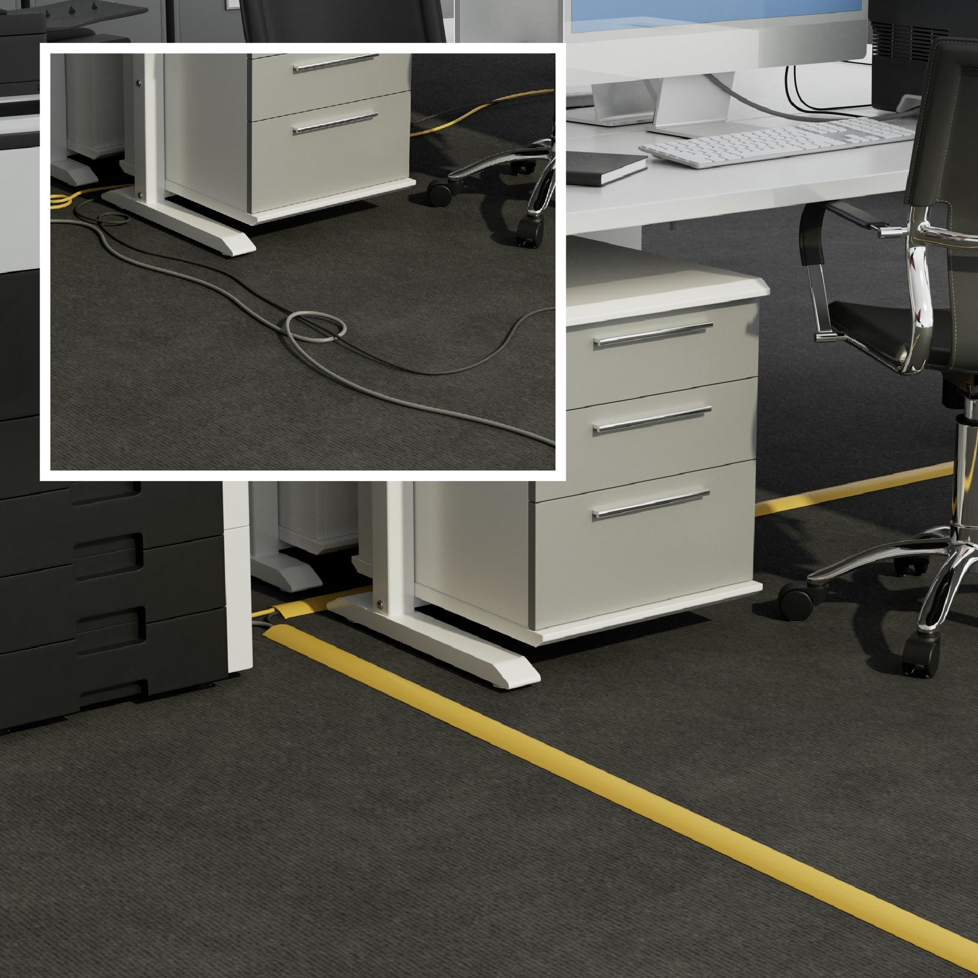 D Line 6Ft Floor Cord Cover, Floor Cable Protector, Extension Cord Cover, Protect Wires & Prevent Cable Trips, Cable Management