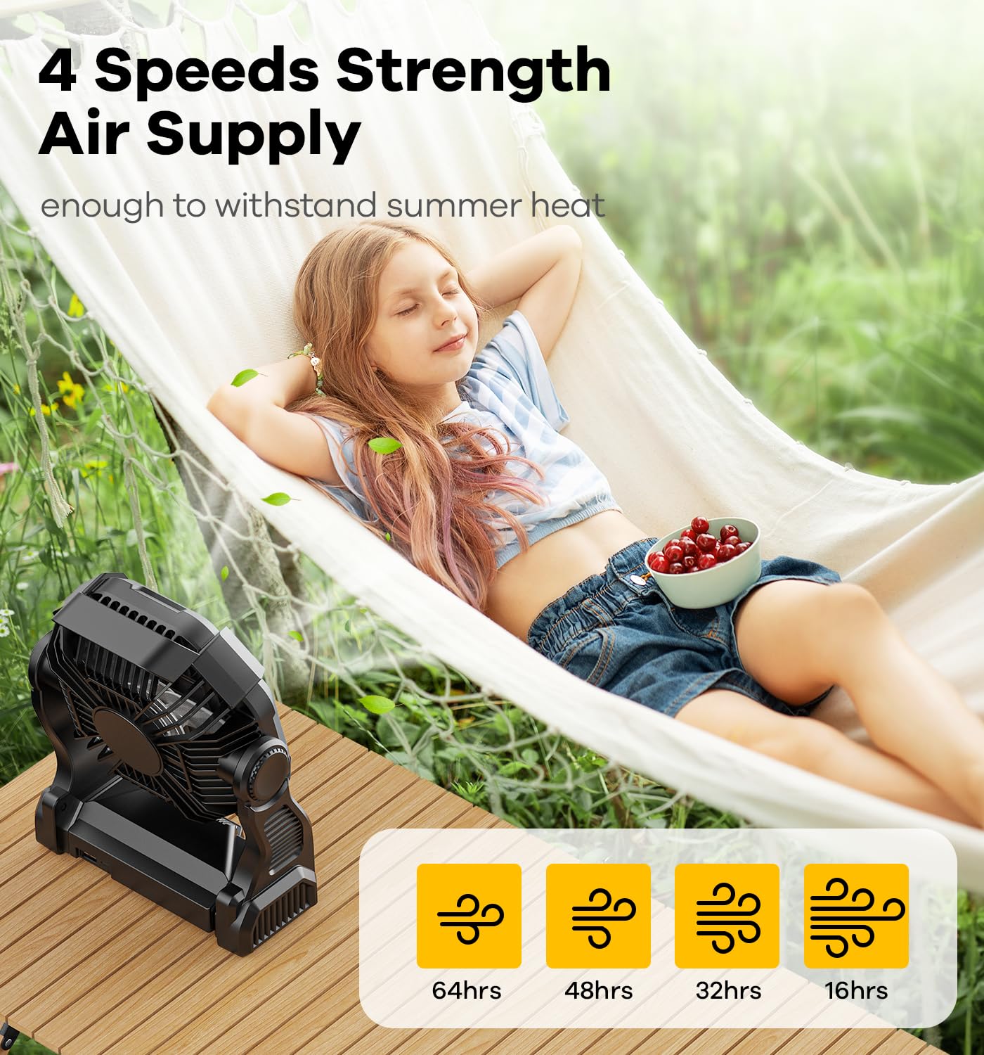 Dowilldo 30000Mah Portable Battery Powered Camping Fan - With Led Light, Quiet Battery Operated, Camping Gear For Travel, Tent,