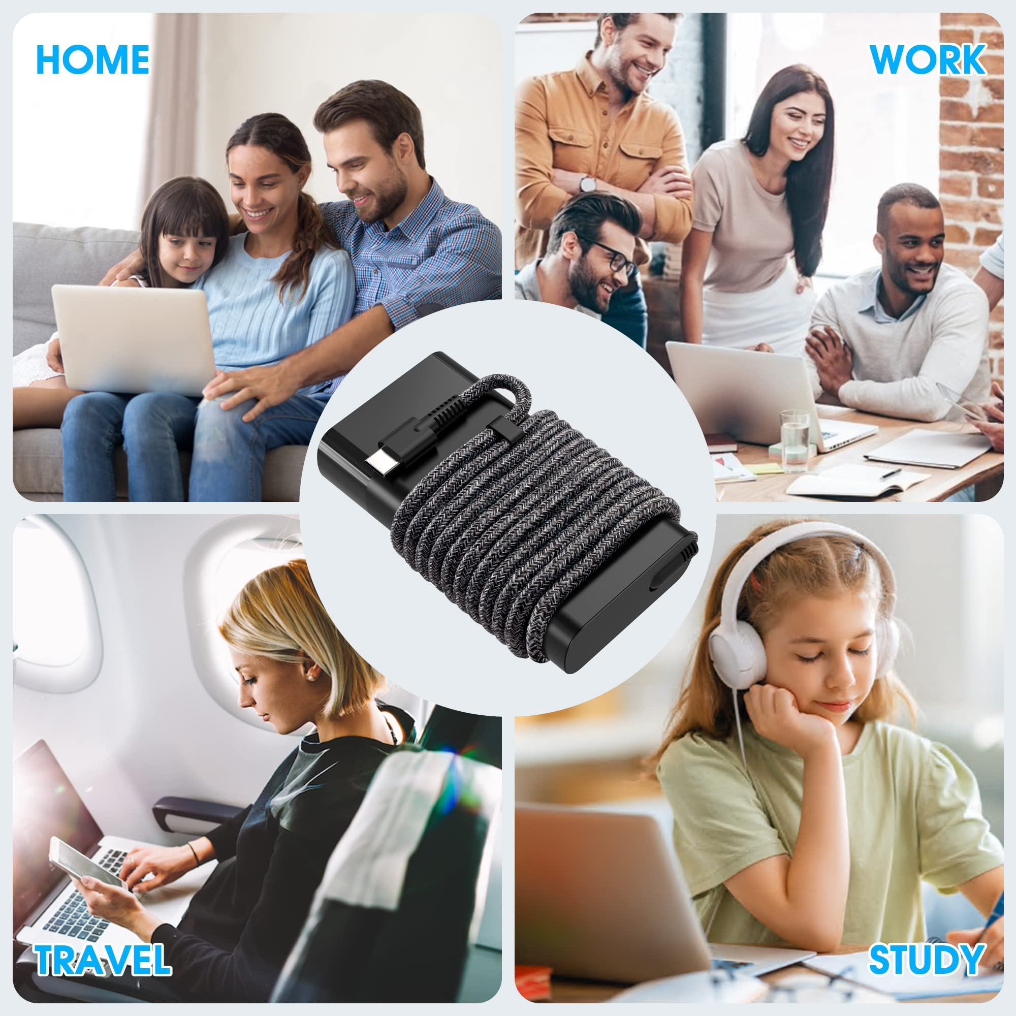 2024 New Slim Hp 65W Usb C Laptop Charger Replacement For Hp Spectre X360/Chromebook/Elitebook X360/Envy/Elite X2/Probook/Google