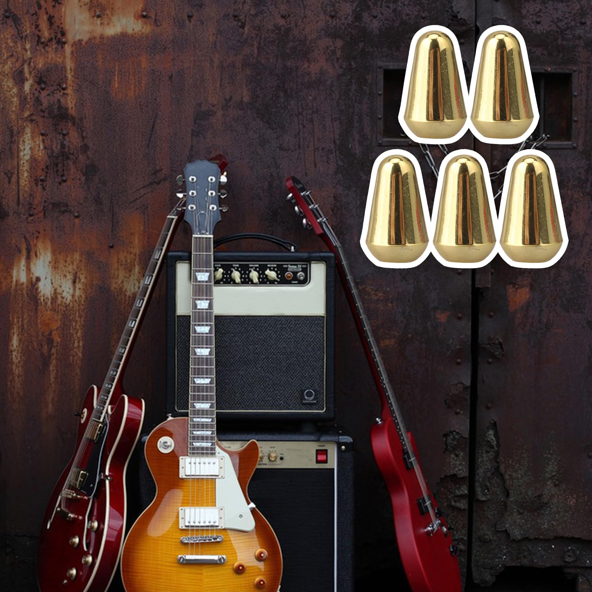 Sevender 5Pcs 5 Way Toggle Switch Knob Tip Caps For Electric Guitar Accessories Gold