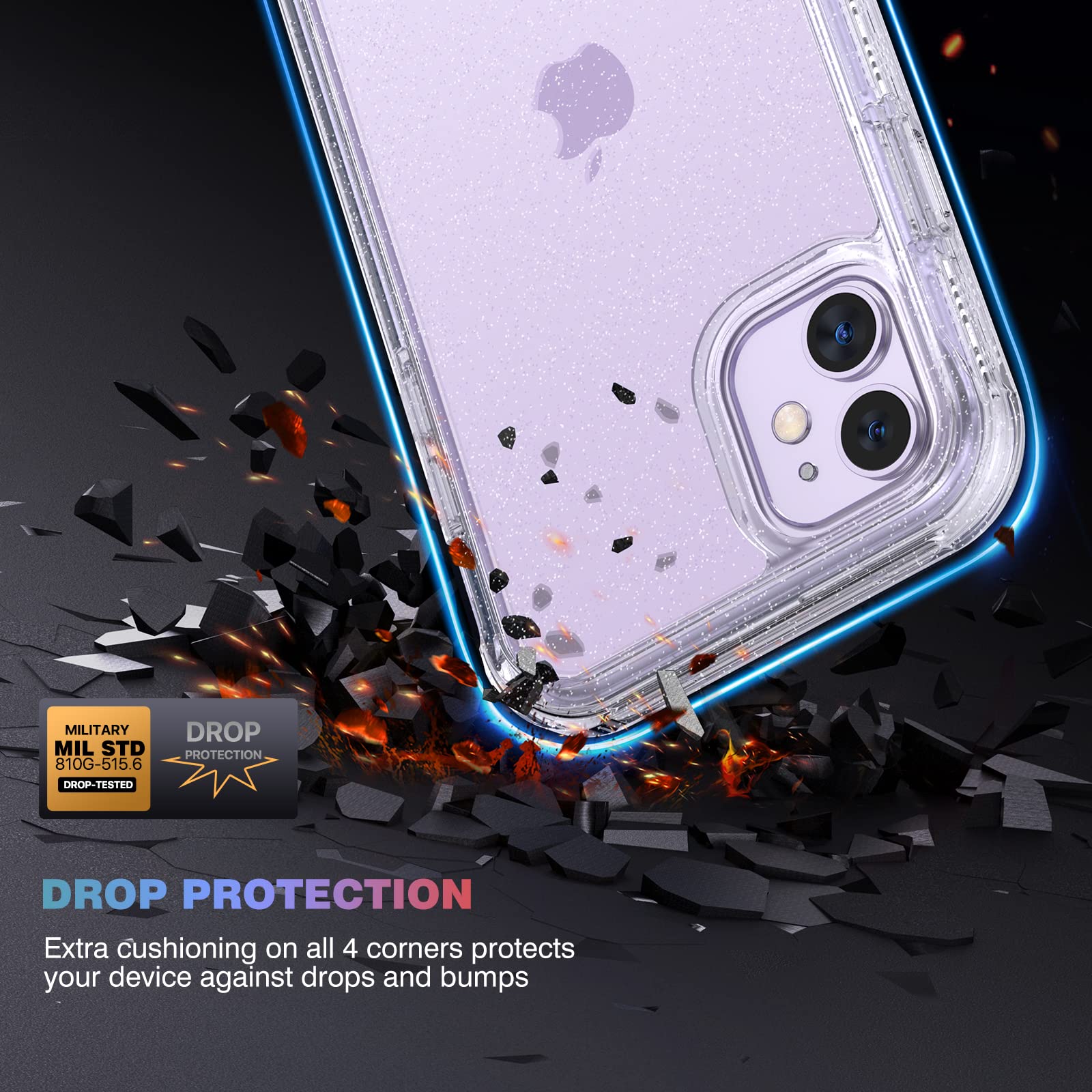 Diaclara Compatible With Iphone 11 Case, Full Body Rugged Case With Built-In Touch Sensitive Anti-Scratch Screen Protector, Soft