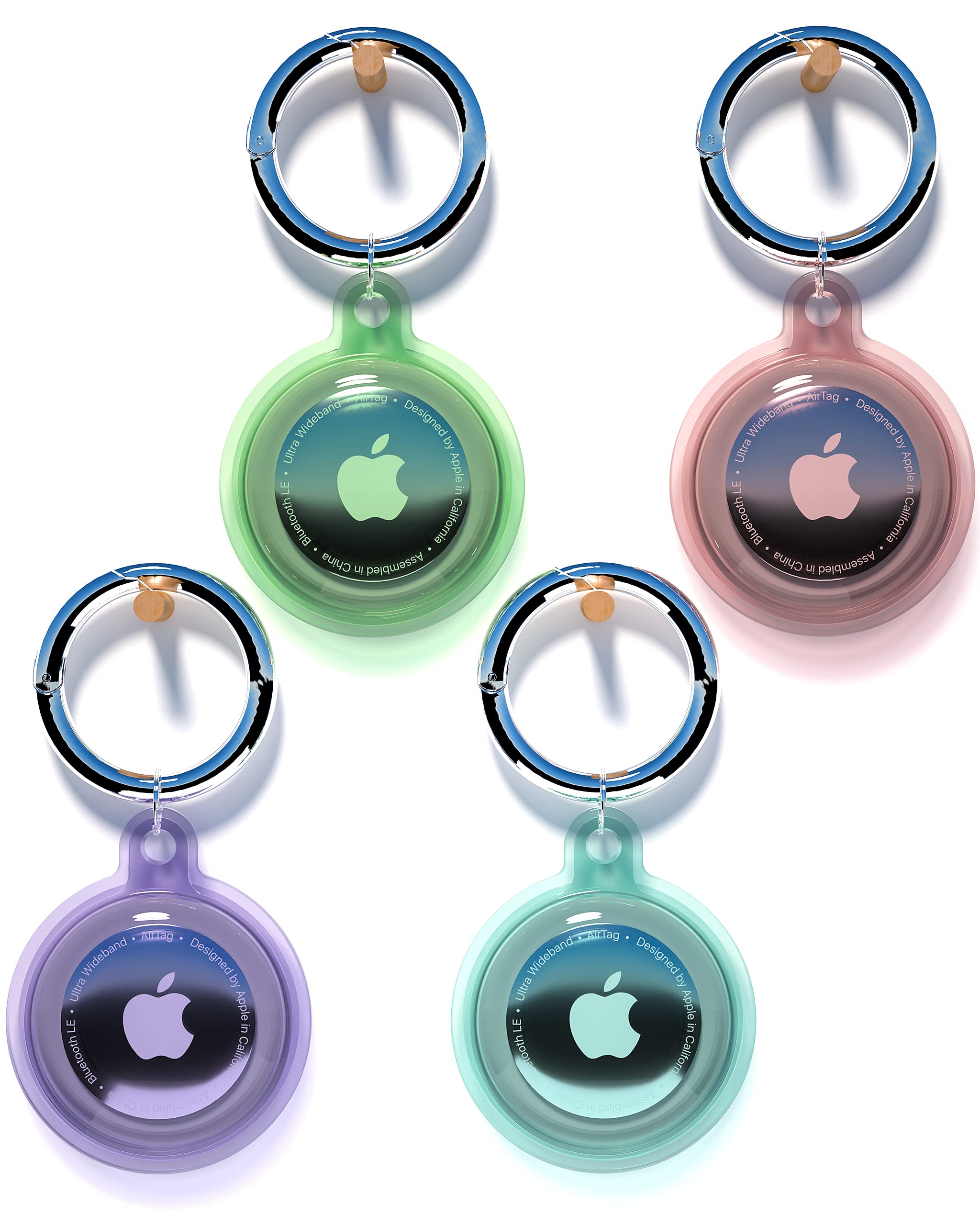 4 Pack Airtag Holder Waterproof With Keychain, Air Tag Holder For Apple Airtag Gps Tracker, Soft Full Body Shockproof Apple Tag 