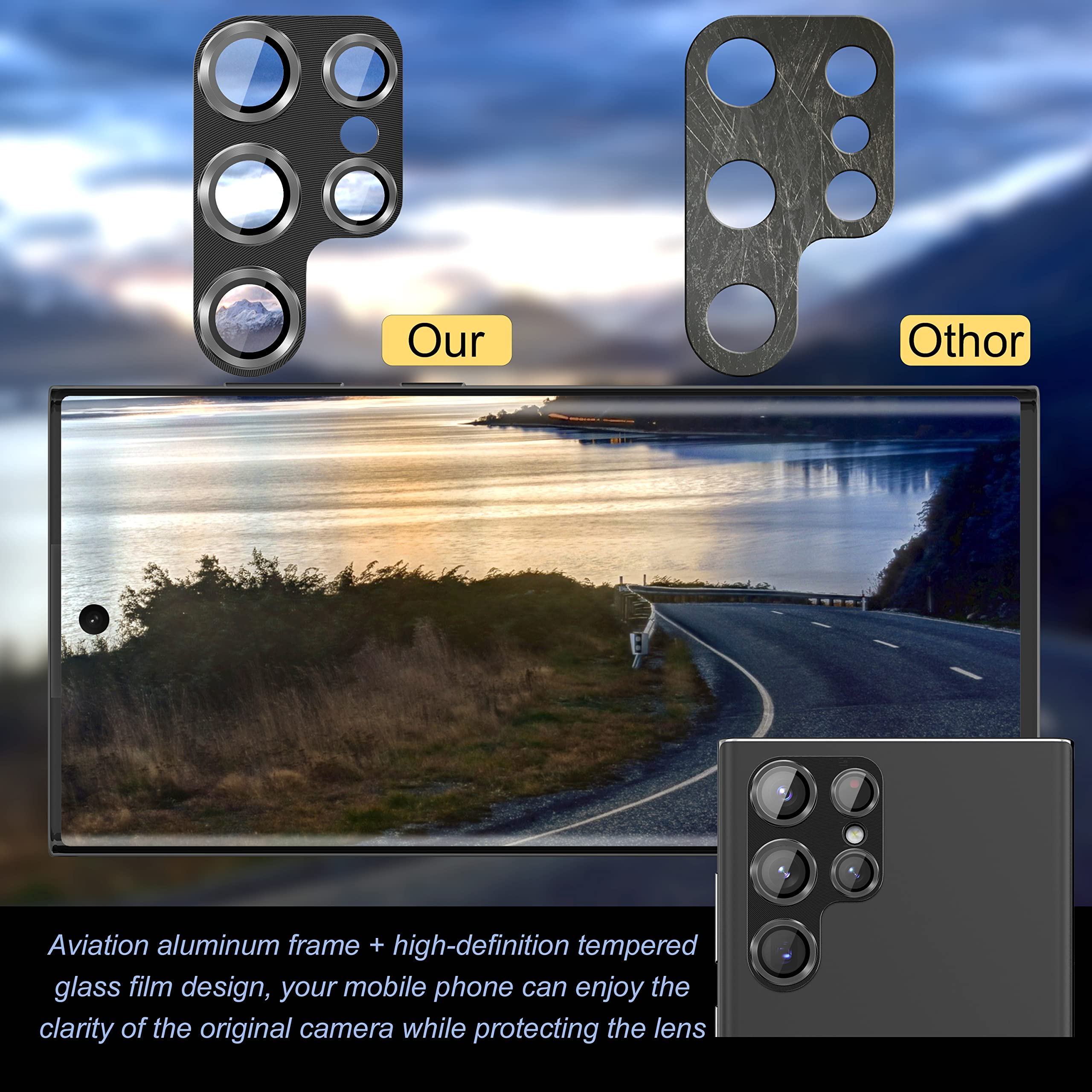 [5+5 Pcs] Suoman For Samsung Galaxy S23 Ultra Camera Lens Protector, Premium Tempered Glass Glitter Camera Lens Protector For Sa