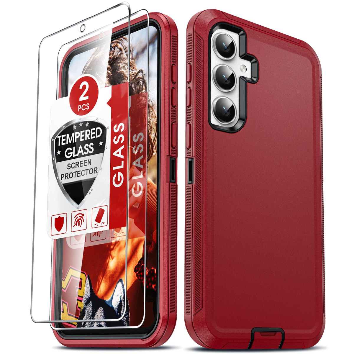 Leyi Compatible For Samsung Galaxy S23 Fe Case:?Not Fit S24 Fe?2Pcs Tempered Glass Screen Protector, Heavy Duty 3 In 1 Samsung S