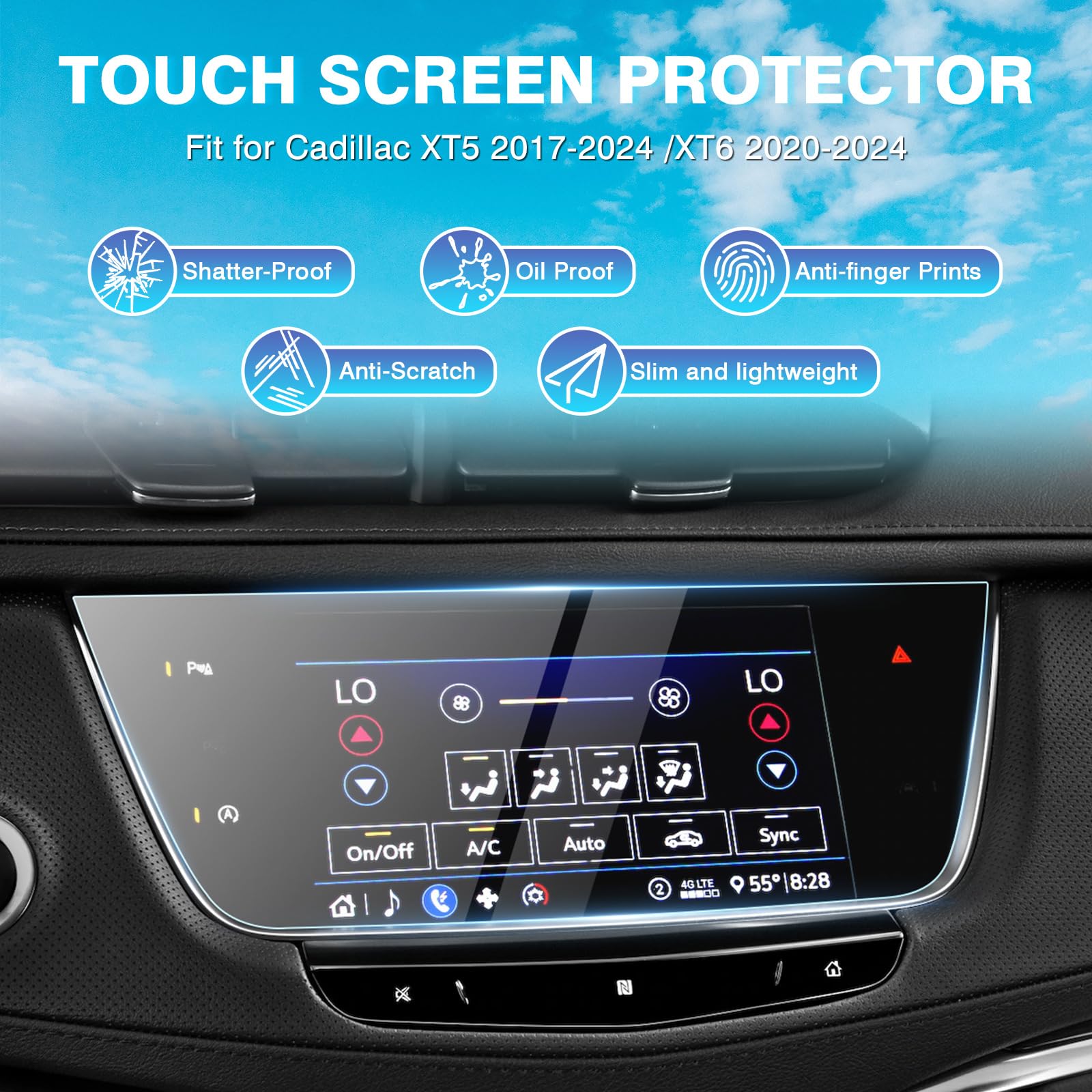 Karltys 2 Pack Screen Protector For Cadillac Xt5 2017 2024 /Xt6 2020 2024 8 Inch Touchscreen, 9H Tempered Glass Protector For Cadillac Xt5 Accessories, Car Radio Screen Cover Anti Glare