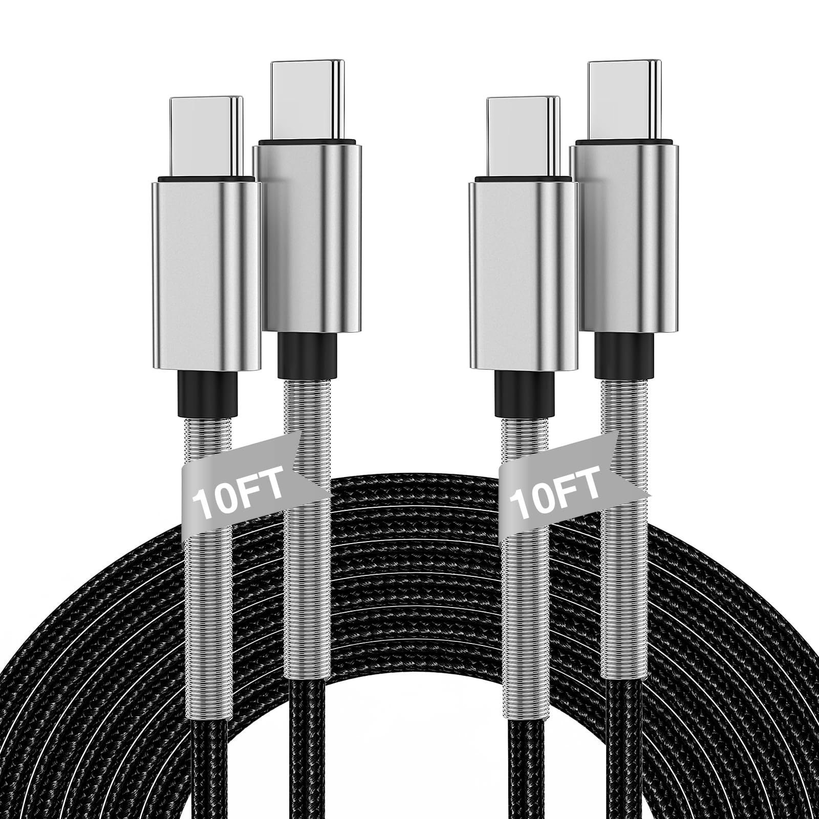 Type C Iphone Charger Cable 10Ft, 60W Usb C To C Fast Charging Cord Long For Apple Iphone 16 Pro Max/16 Pro/15 Plus/15 Pro/Macbook Pro 2021/2020/2019/2018,Ipad 12.9/11 Inch/Mini/Air 5/4,Samsung Galaxy