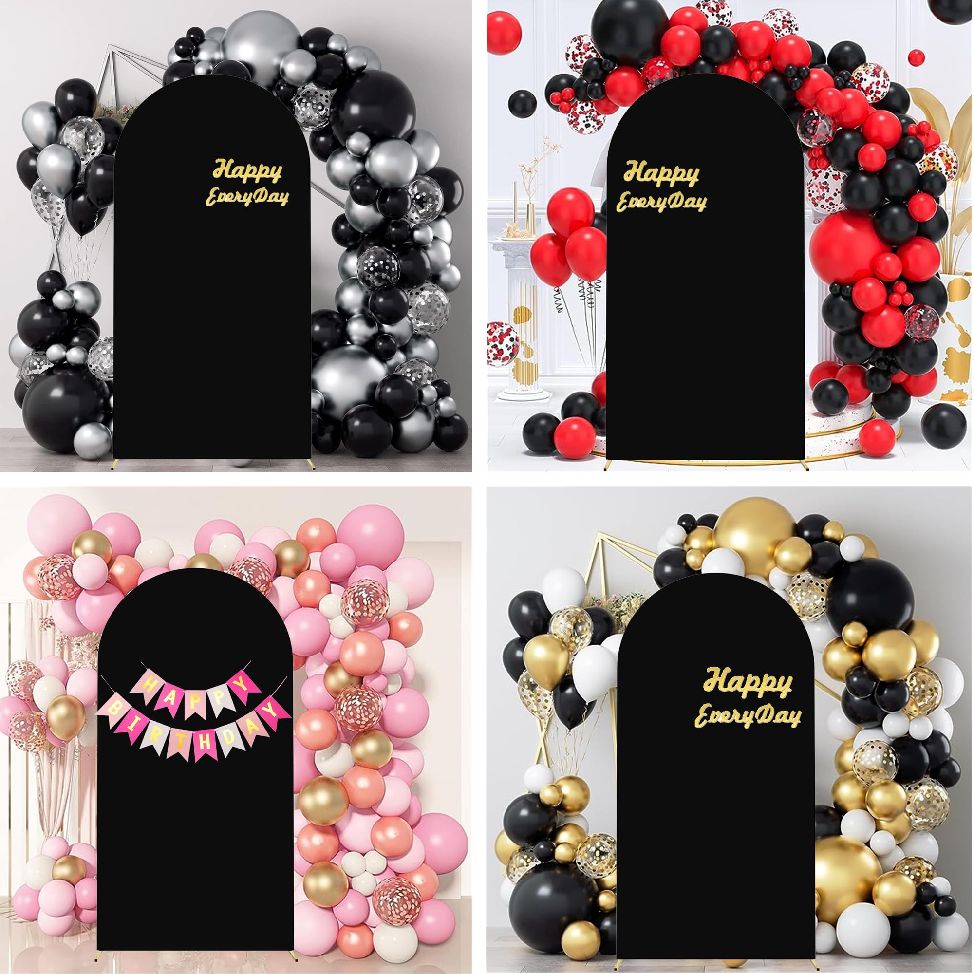 Maiangel 6Ft Wedding Arch Cover Spandex Fitted Stretchy Arch Stand Covers,2 Sided Round Top Chiara Backdrop Cover For Party Birt