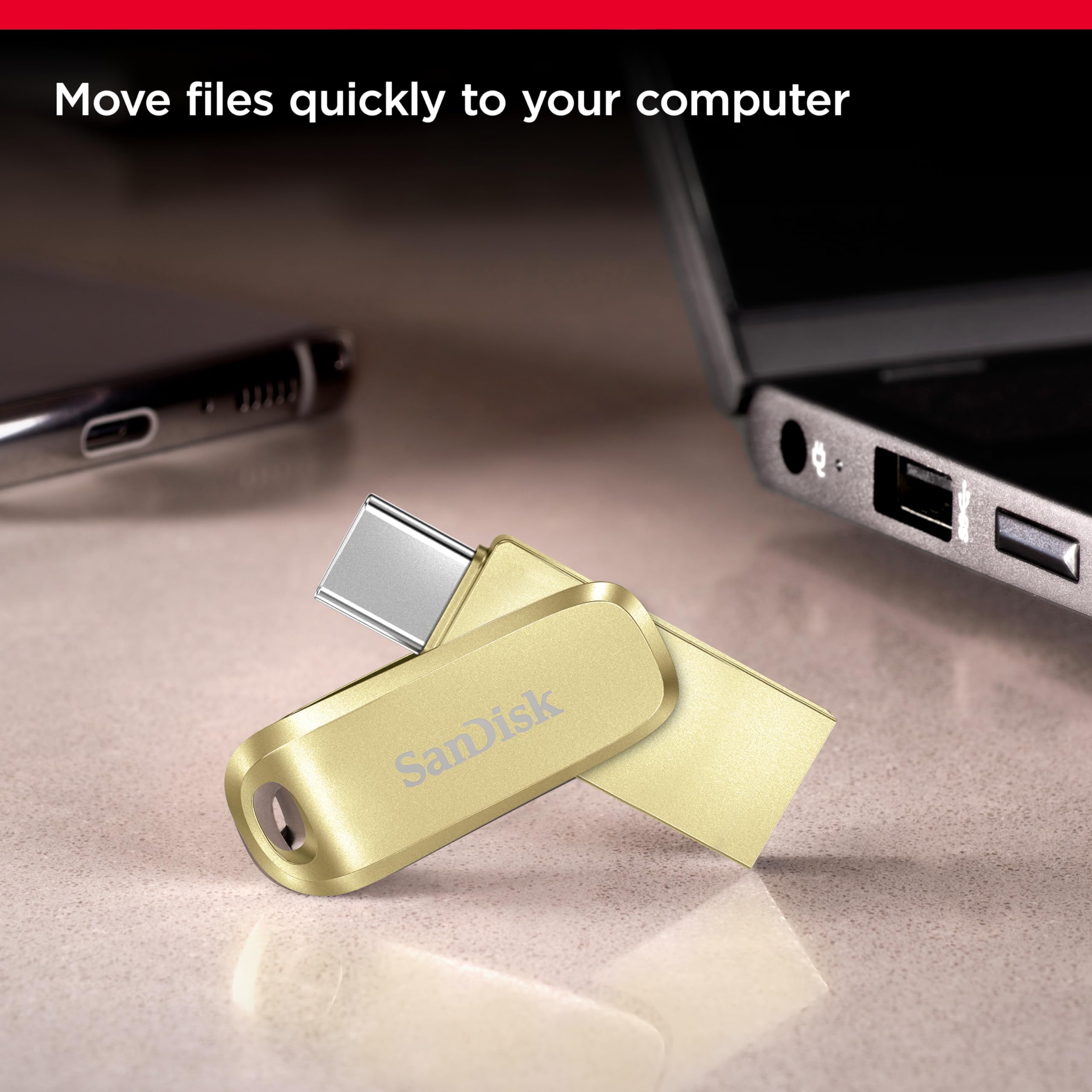 Sandisk 256Gb Ultra Dual Drive Luxe Usb Type-C - Up To 400Mb/S - Sdddc4-256G-G46Gd