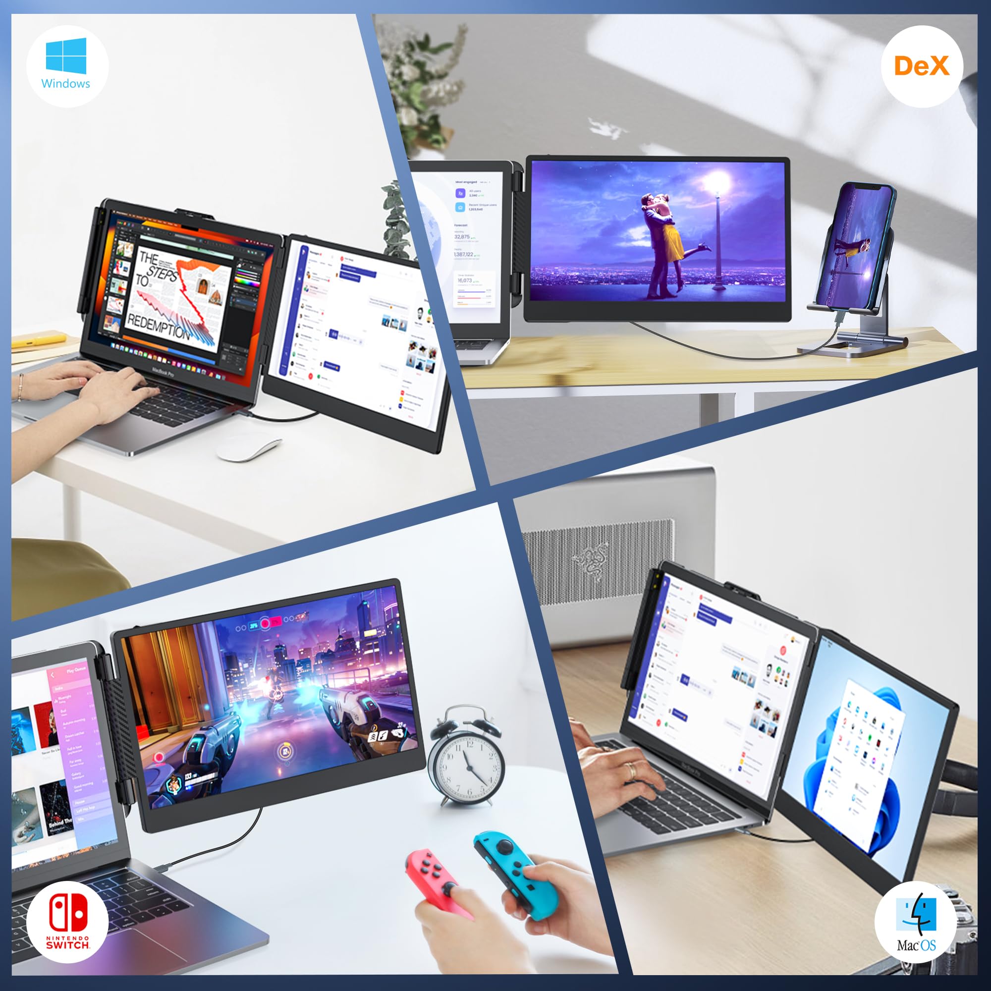 Kwumsy Portable Laptop Screen Extender S1 Slim 14'' Ips Fhd 1080P Extended Portable Monitor For Laptop,Type C Travel Laptop Moni