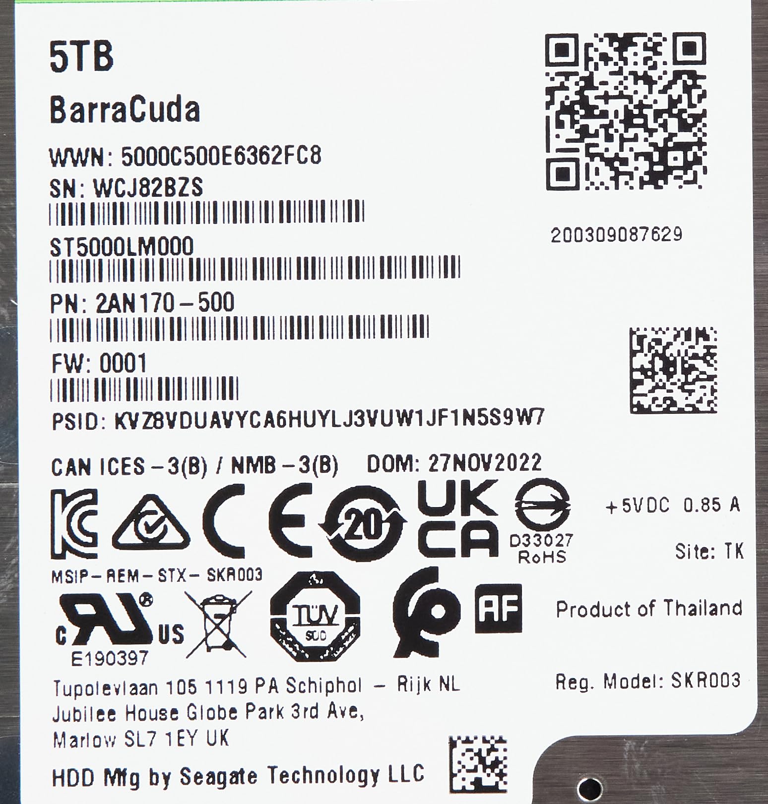 Seagate Barracuda 2.5In 5Tb Sata 2.5In 5400Rpm 6Gb/S 128Mb 15