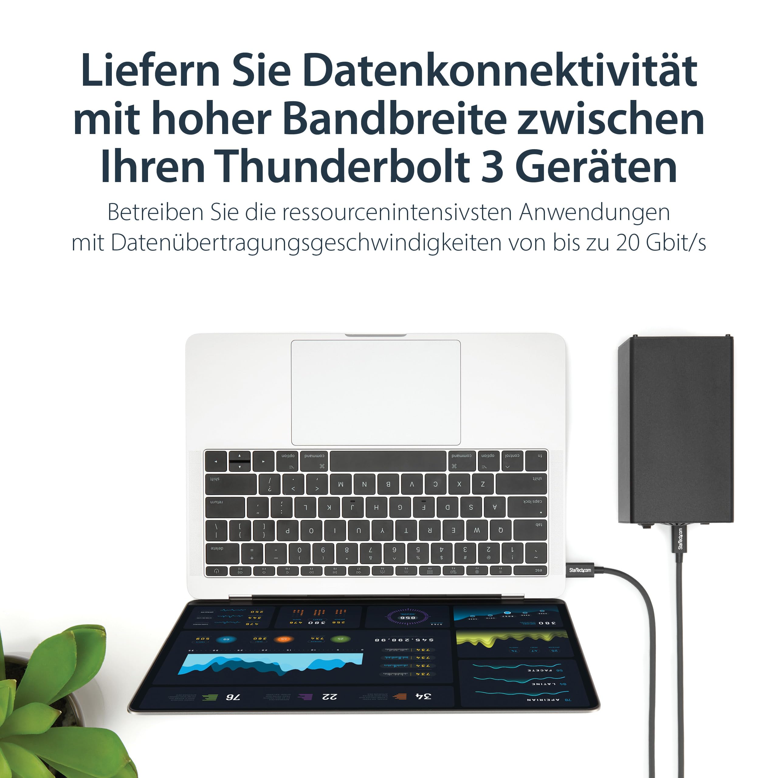 Startech.Com 20Gbps Thunderbolt 3 Cable   3.3Ft/1M   Black   4K 60Hz   Certified Tb3 Usb C To Usb C Charger Cord W/ 100W Power D