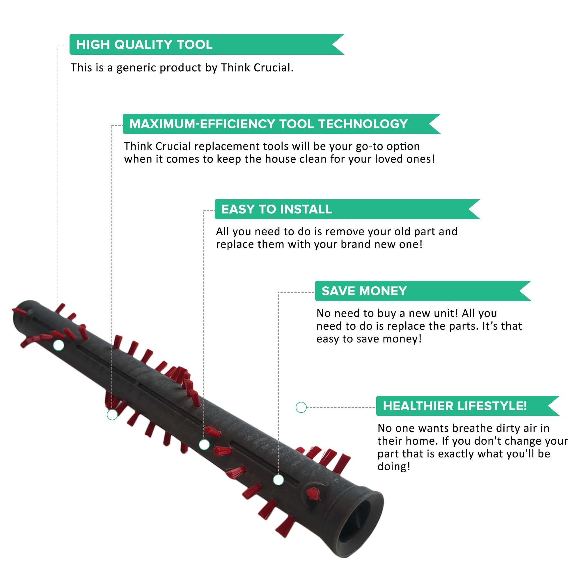 Think Crucial Replacement For Dyson Dc24 Brush Roller, Compatible With Part # 917390 02 & 917390 01