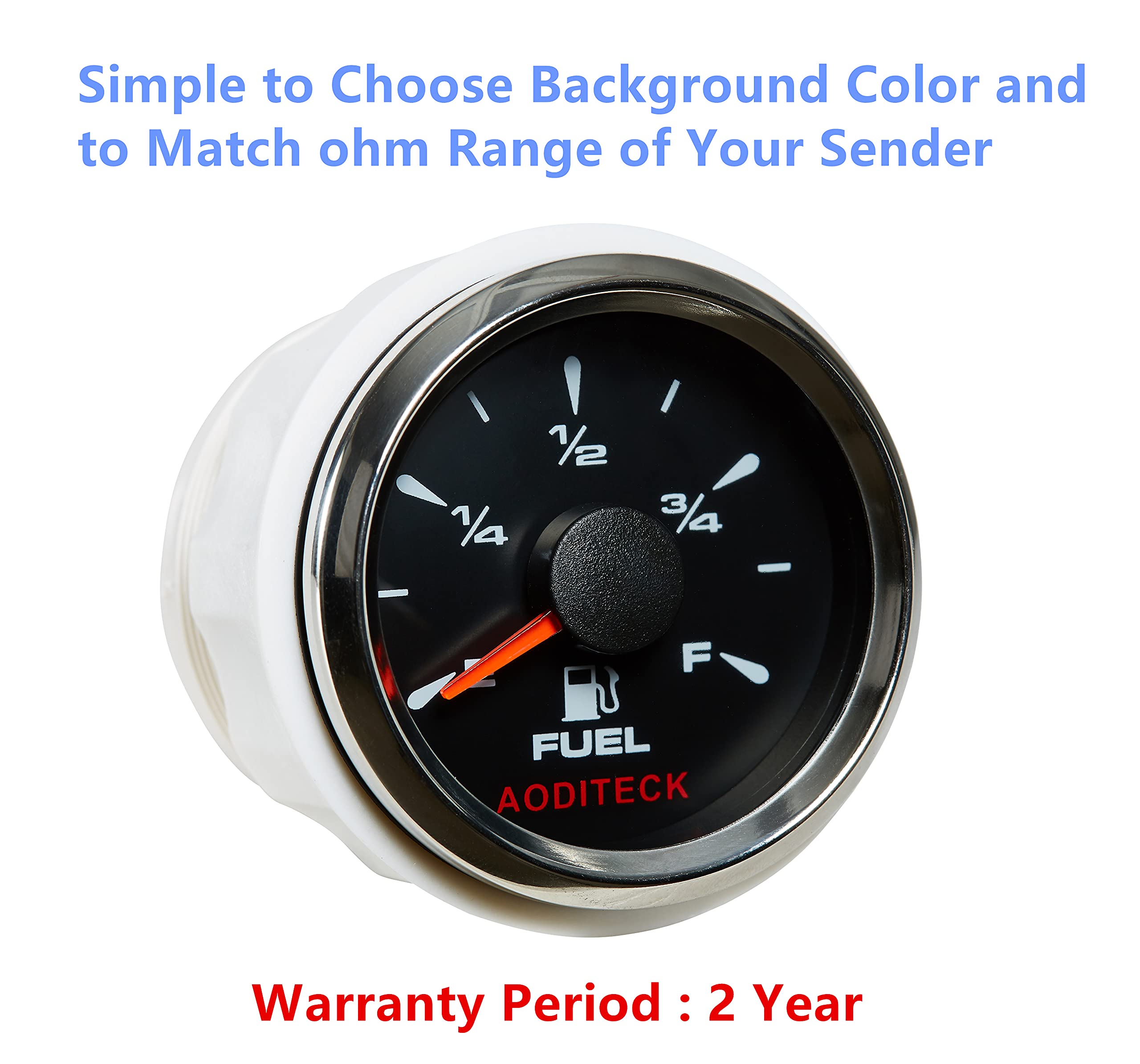 Aoditeck 8 Scale Black Fuel Gauge Marine For Boat Vehicles Rv Car Truck Oil Automotive Replacement Gauge Aftermarket Fuel Level