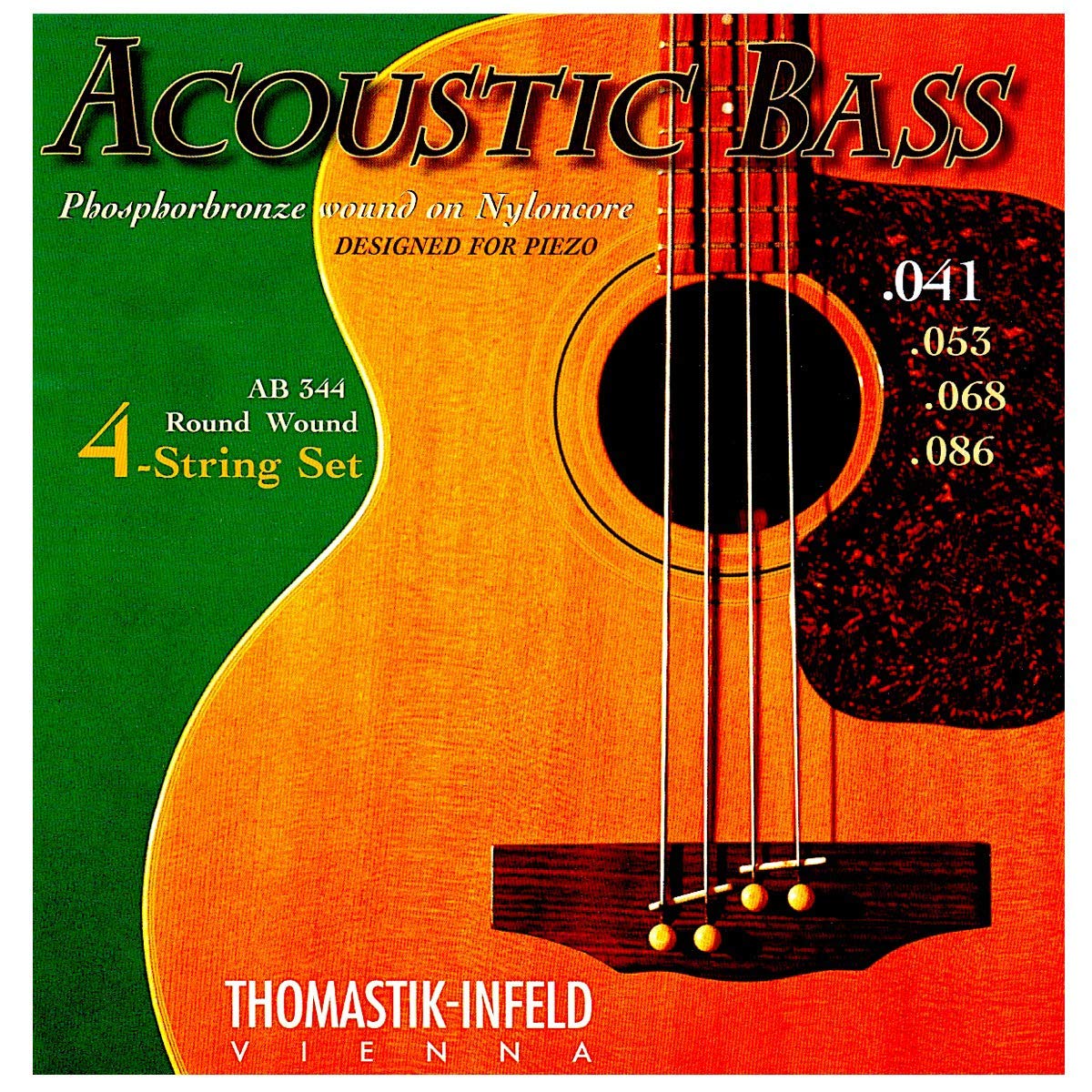 Thomastik Infeld Ab344 Bass Guitar Strings: Acousticore 34 Inch Scale 4 String Set G, D, A, E