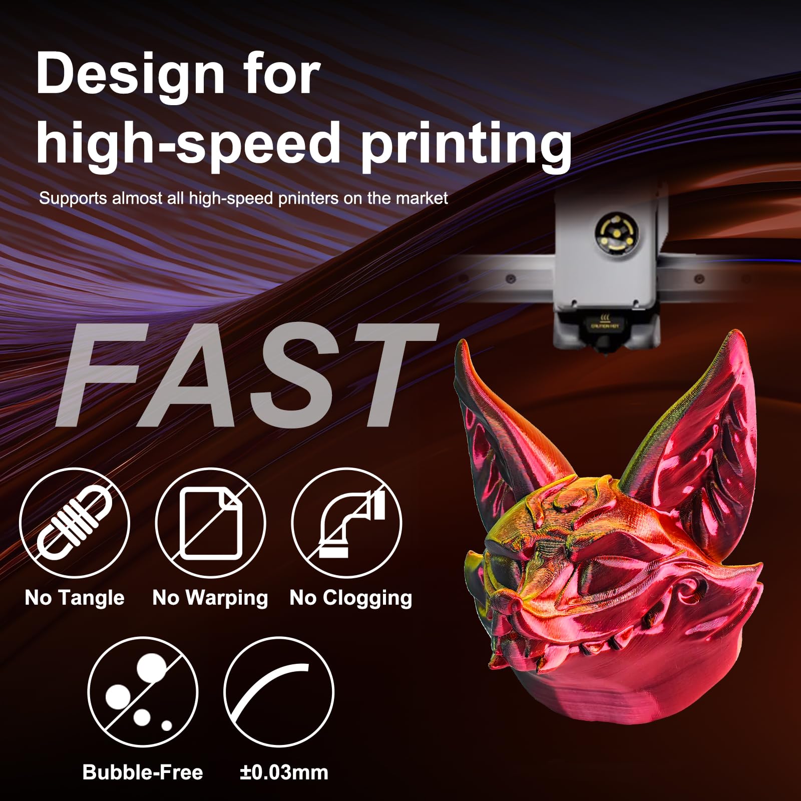 Eryone Silk Tri Color Coextrusion Pla Filament,3D Printer 1.75Mm,+/ 0.03Mm, Triple Color Filament 1Kg(2.2Lbs), Silk Red Gold Bla