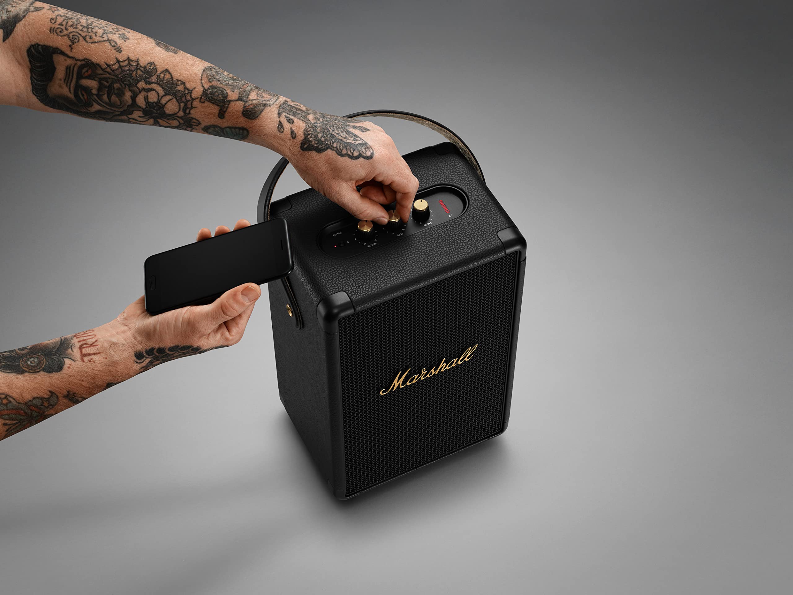 Marshall Tufton Portable Bluetooth Speaker, Black & Brass