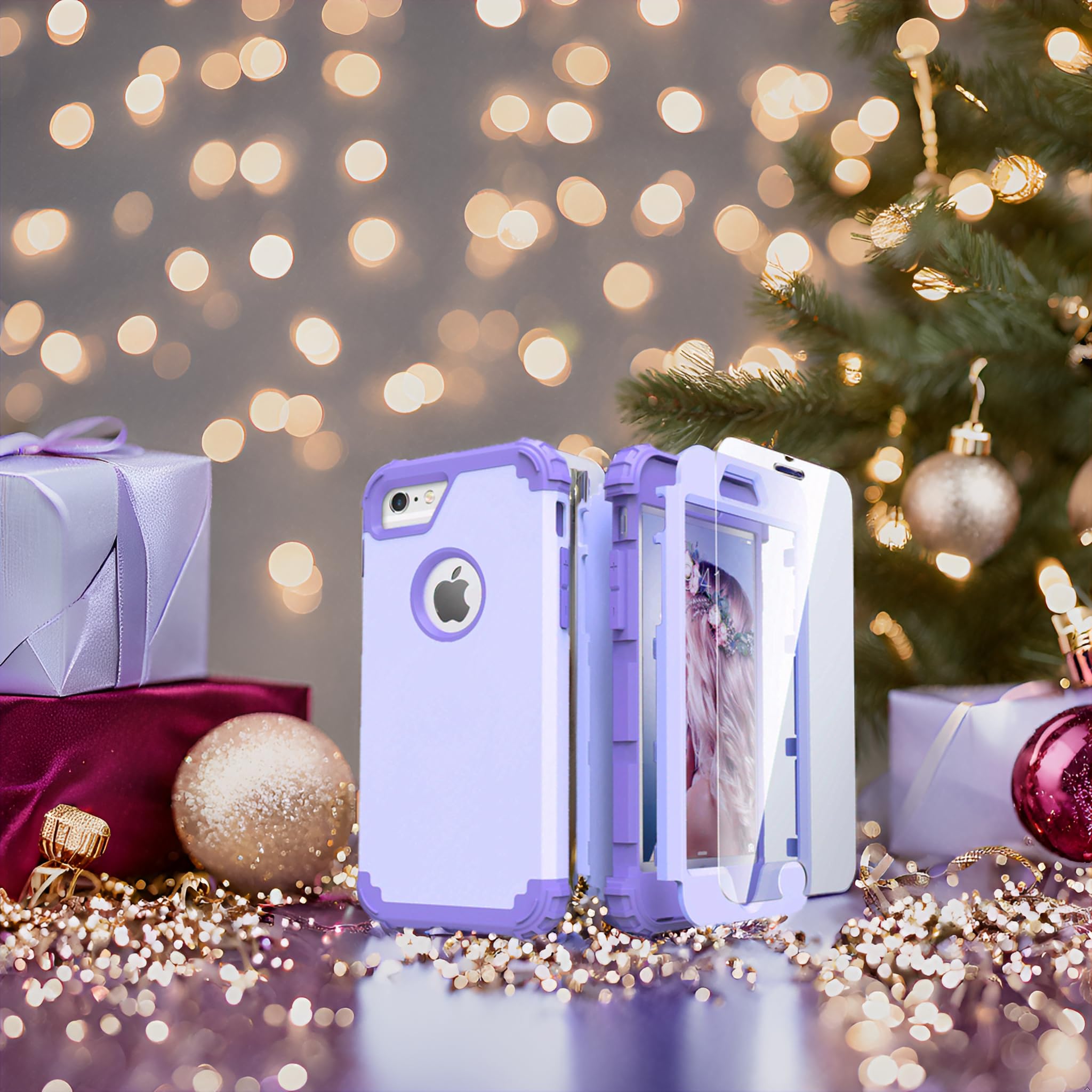 Idweel For Iphone 6S Case, For Iphone 6 Case With Tempered Glass Screen Protector, 3 In 1 Shock Absorption Heavy Duty Hard Pc Co