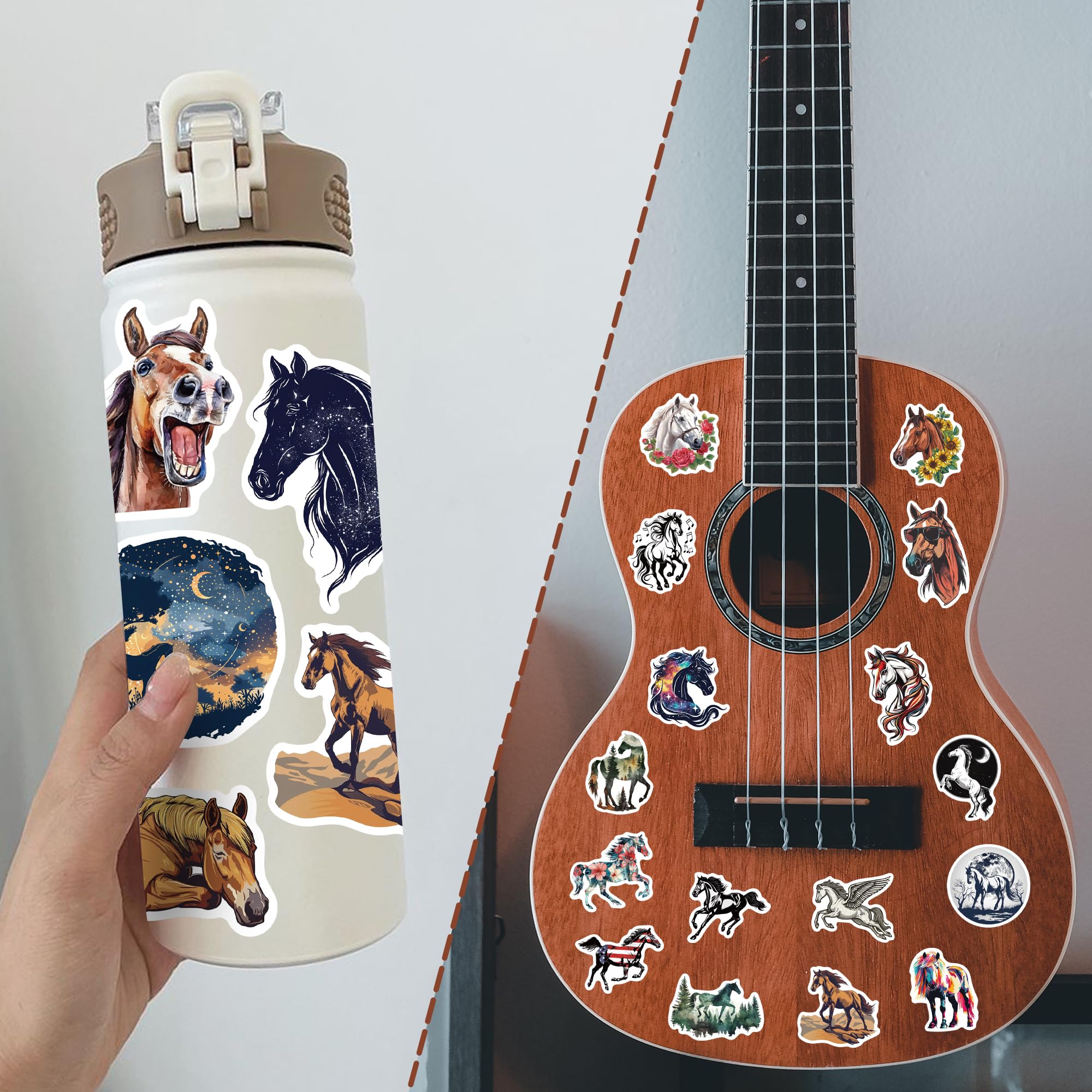 Panzong 102 Pcs Horse Stickers,Horse Riding Stickers For Boys Girls Teens,Unique Designed Cartoon Vinyl Waterproof Aesthetic Hor