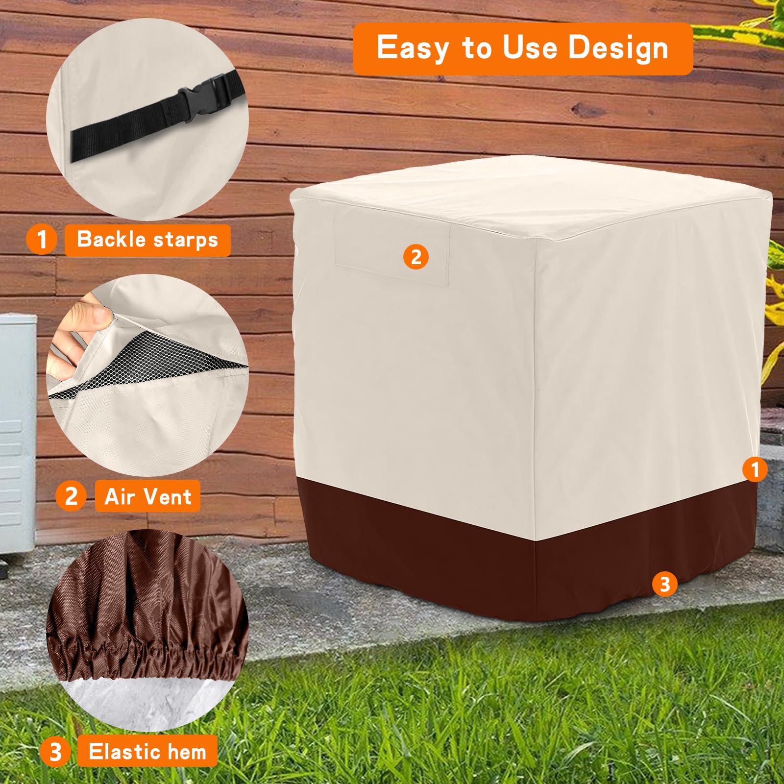 Startwo Air Conditioner Cover For Outside Units   Durable Waterproof Square Ac Cover For Outdoor With Windproof Buckles Elastic