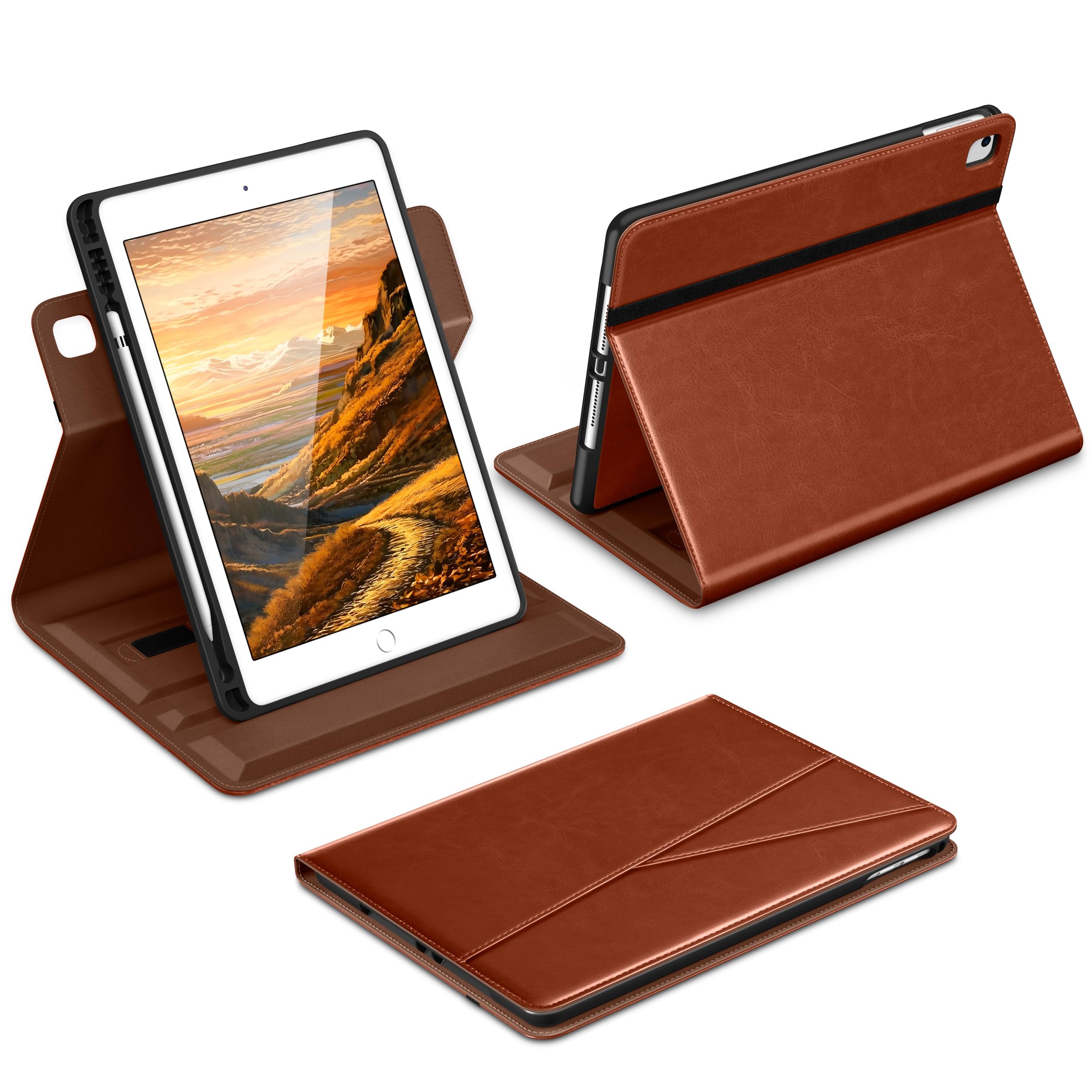 DTTO for iPad 6th / 5th Generation 9.7 Inch (2018/2017), iPad Air 2 / Air 1 Case, 360 Degree Rotating Premium Leather Folio Stan