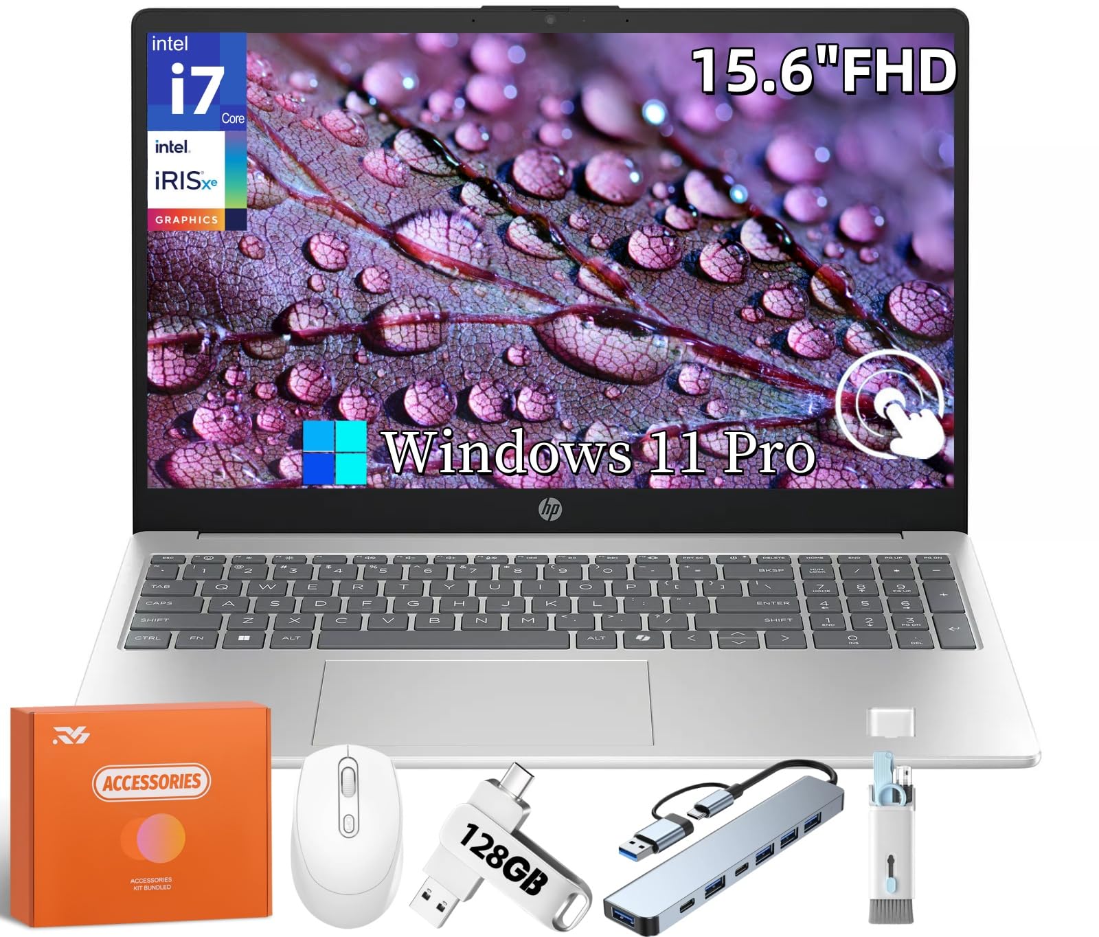 HP 2025 Touchscreen Laptop, Microsoft Copilot-AI, Intel i7-1355U(Beat i7-1255u), Intel Iris Xe Graphics, 15.6 FHD Touch Screen,