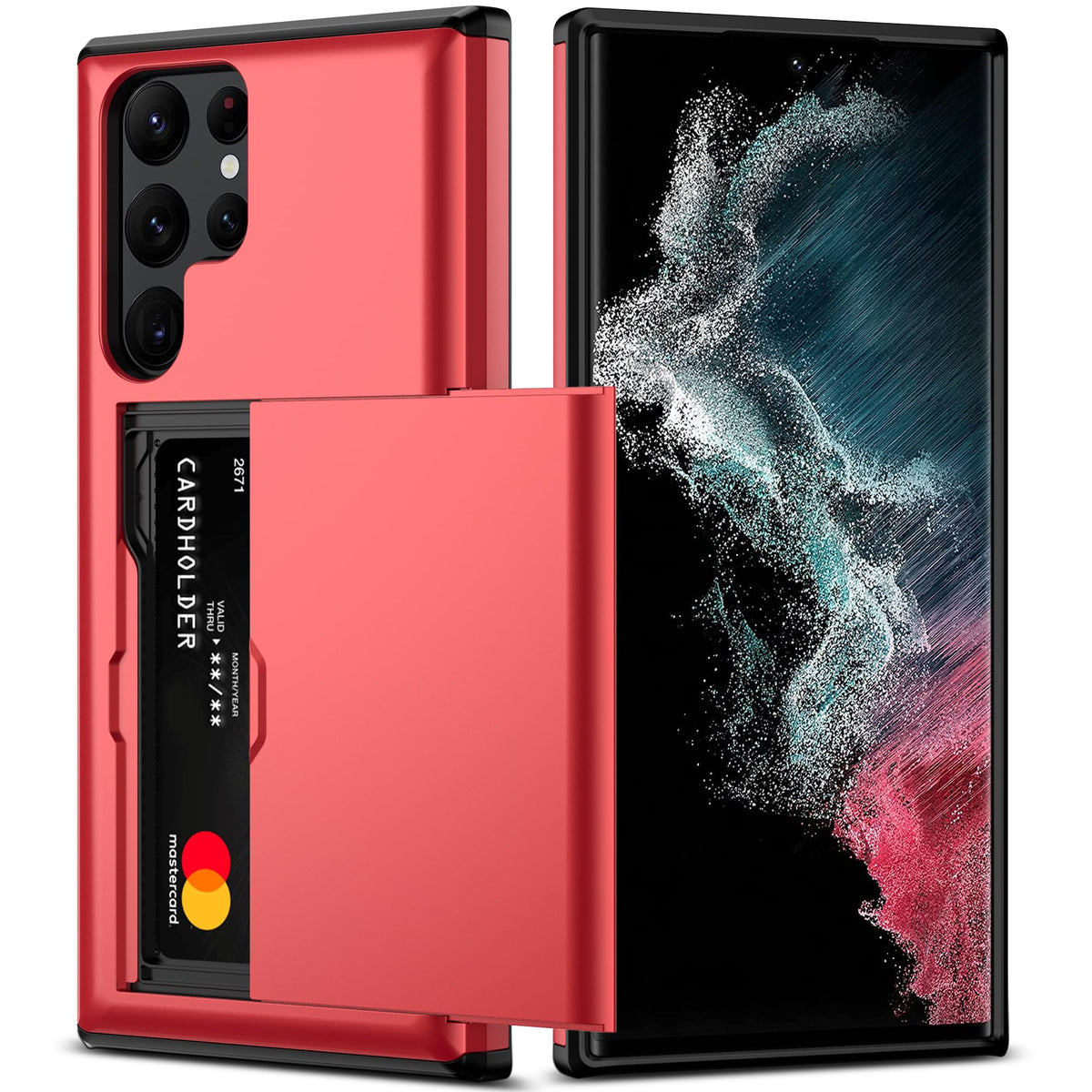 Nvollnoe For Samsung S22 Ultra Case With Card Holder 5G 6.8 Inch Slim Dual Layer Heavy Duty Protective For Galaxy S22 Ultra Case
