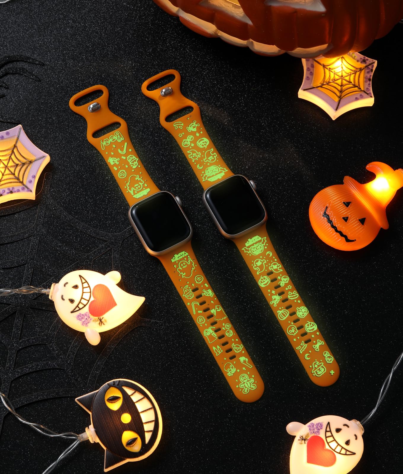 Halloween Compatible With Apple Watch Band 40Mm 41Mm 38Mm 42Mm 44Mm 45Mm 49Mm For Women Girl, Cute Engrave Holiday Festival Soft