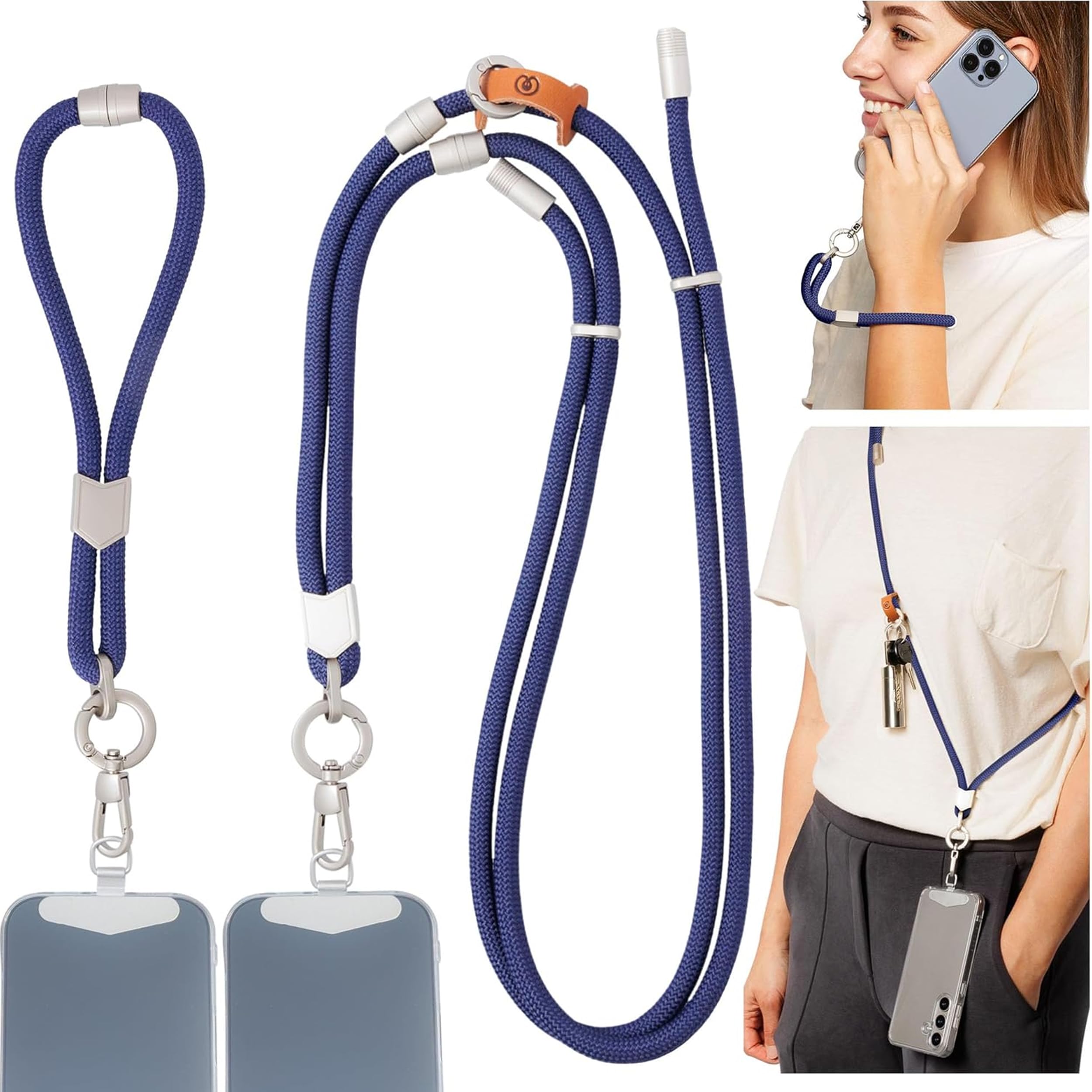 Pulpo 2 in 1 Crossbody Anti Theft Phone Lanyard and Wrist Strap for iPhone and Android, Adjustable Cell Phone Leash and Universa