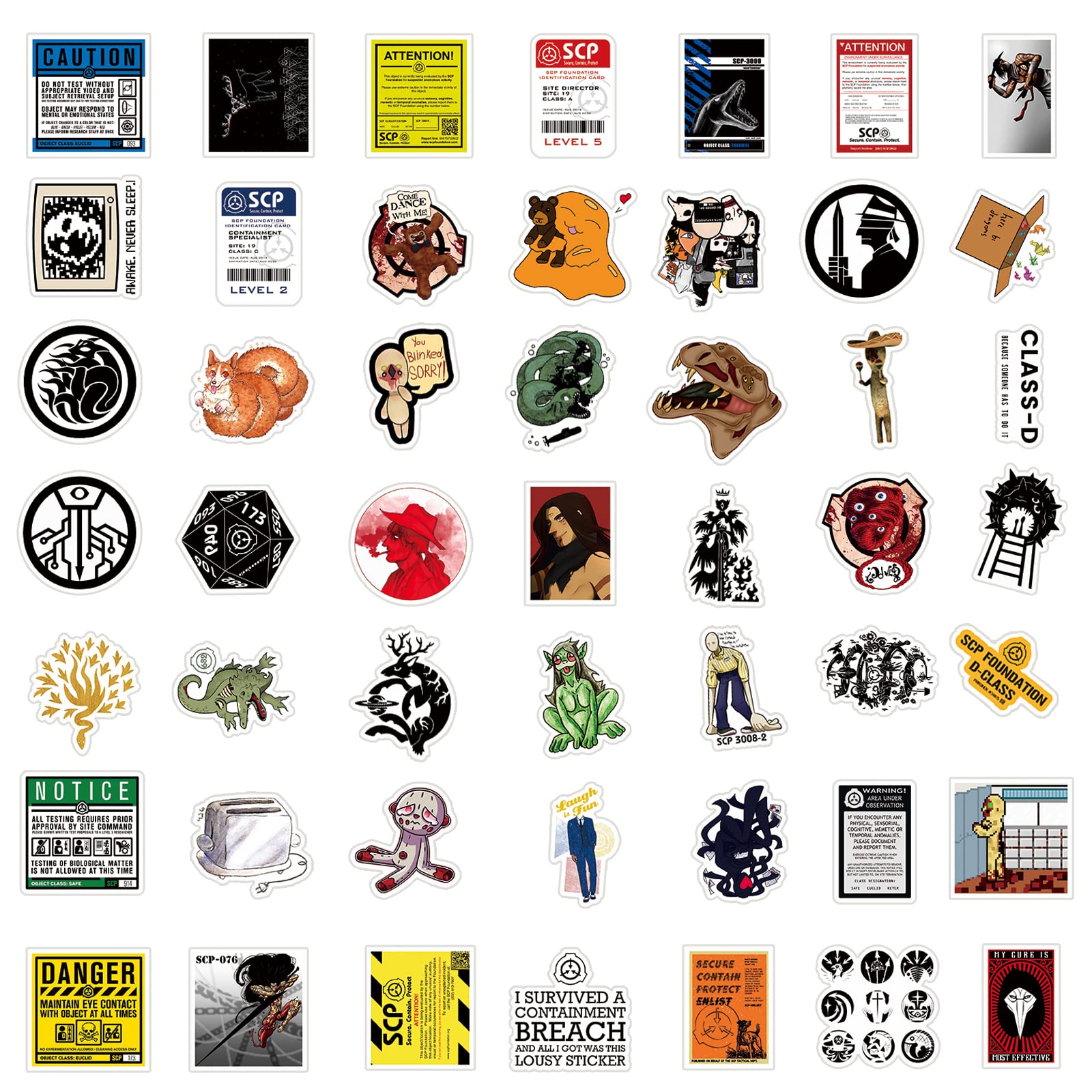 100Pcs Scp Foundation Stickers Pack | Classic Grotesque Science Fiction Stickers Vinyl Waterproof Stickers For Water Bottle Skat