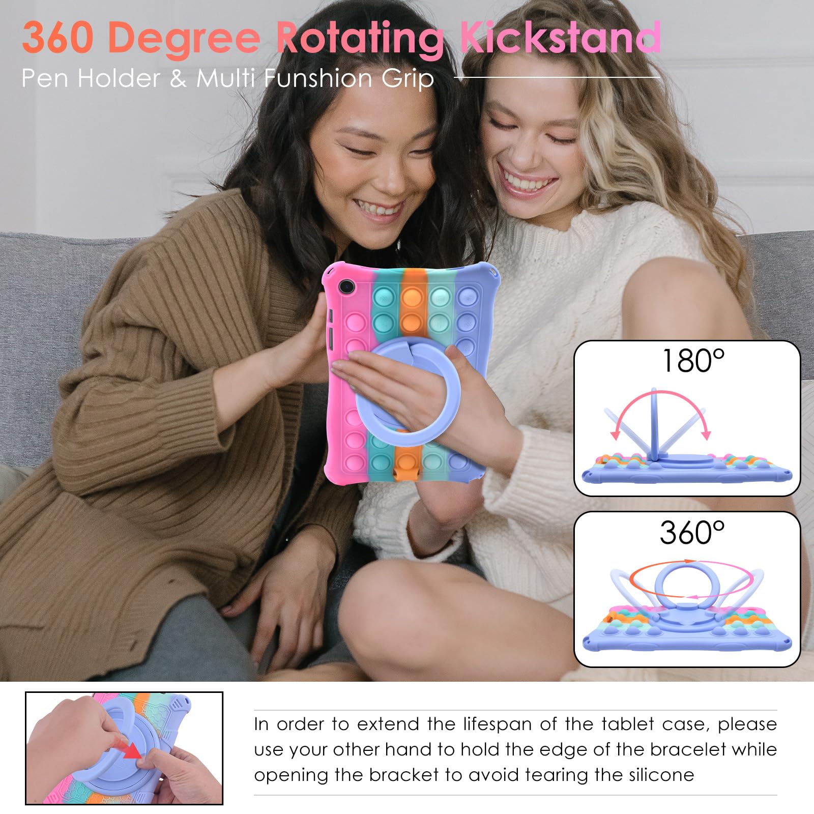 Detuosi Silicone Case For Samsung Galaxy Tab A9 Plus 11 Inch 2023, With 360Rotatable Stand, Multi Viewing Angles, Soft Lightweig