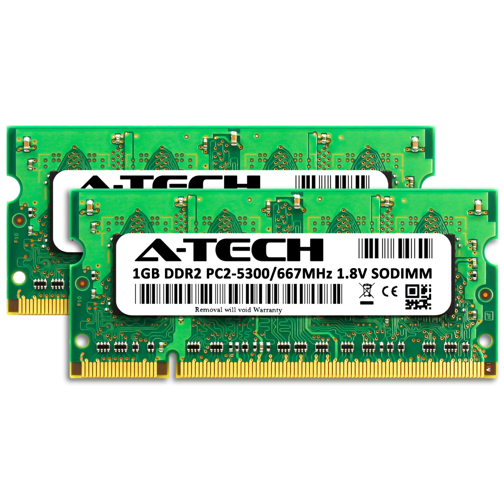 A Tech 2Gb (2X1Gb) Ddr2 667Mhz Sodimm Pc2 5300 1.8V Cl5 200 Pin Non Ecc Unbuffered Laptop Ram Memory Upgrade Kit