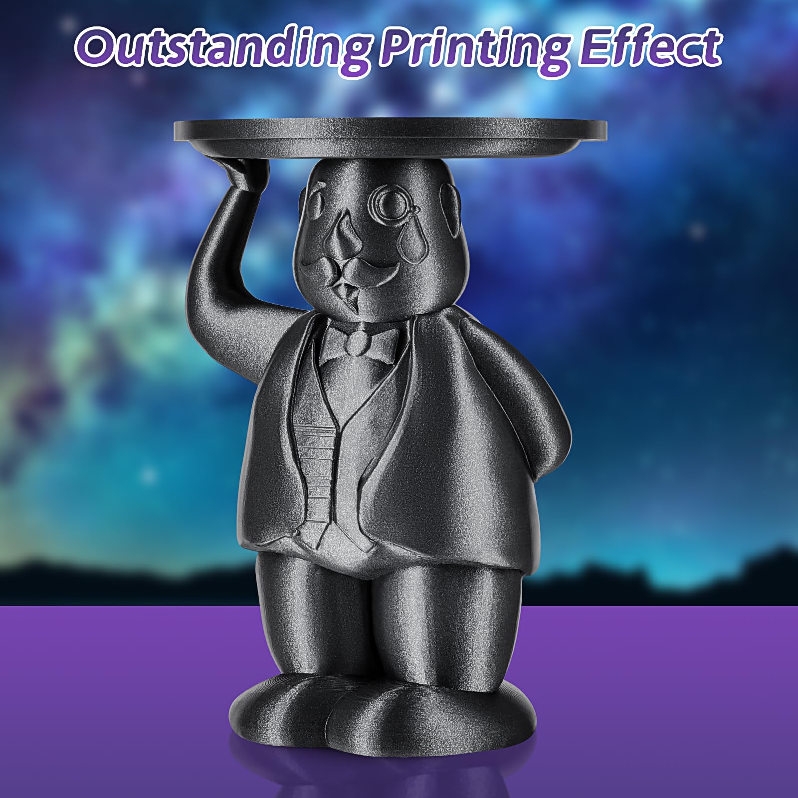 Eryone Sparkly Glitter Shining Pla Filament For 3D Printer, 1.75Mm, Tolerance: 0.03Mm, 1Kg(2.2Lbs)/Spool, Black