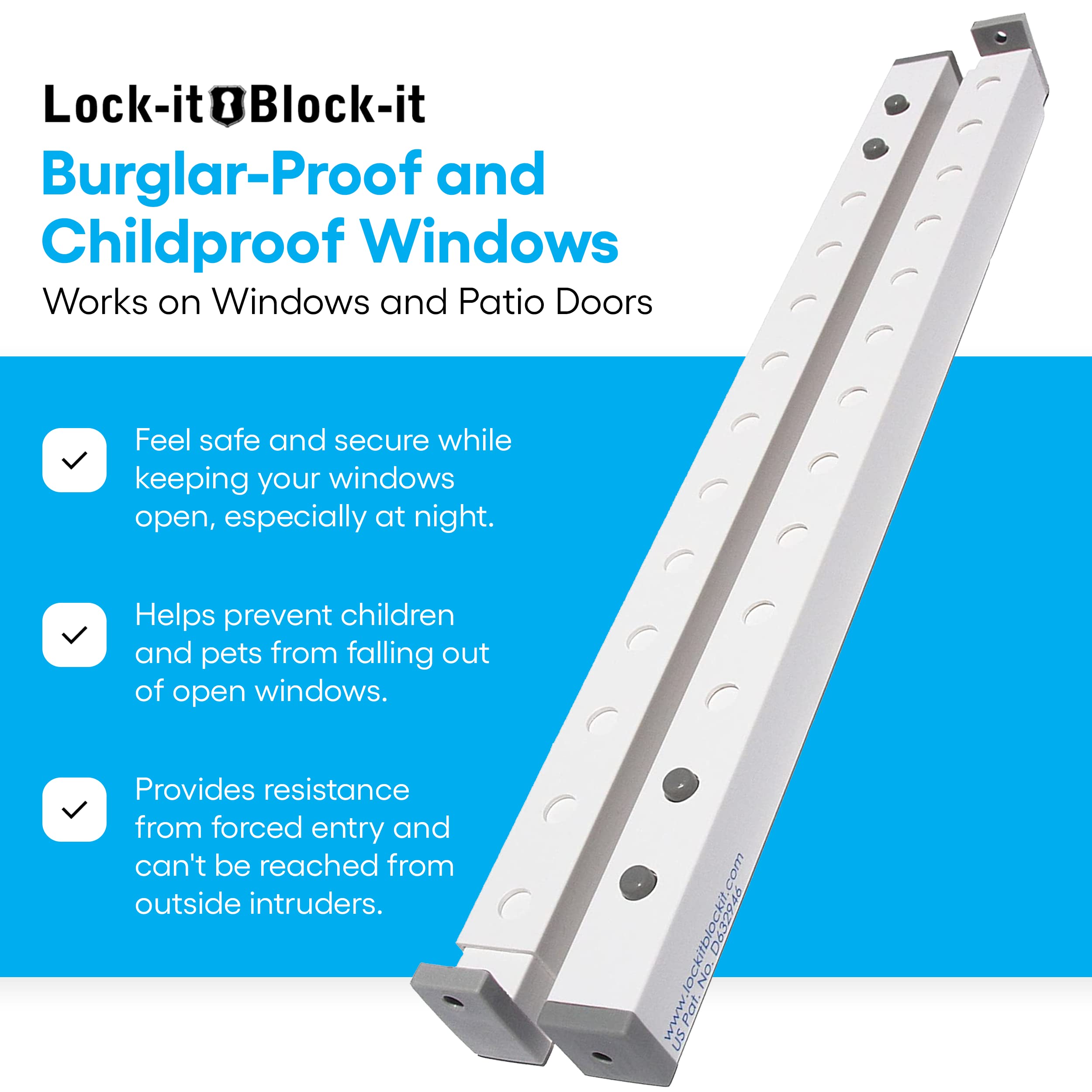 The Lock It Block It King Size   (2 Devices) Home Security Adjustable Window Security Bars/Window Lock Bar, Security Bar For Sli