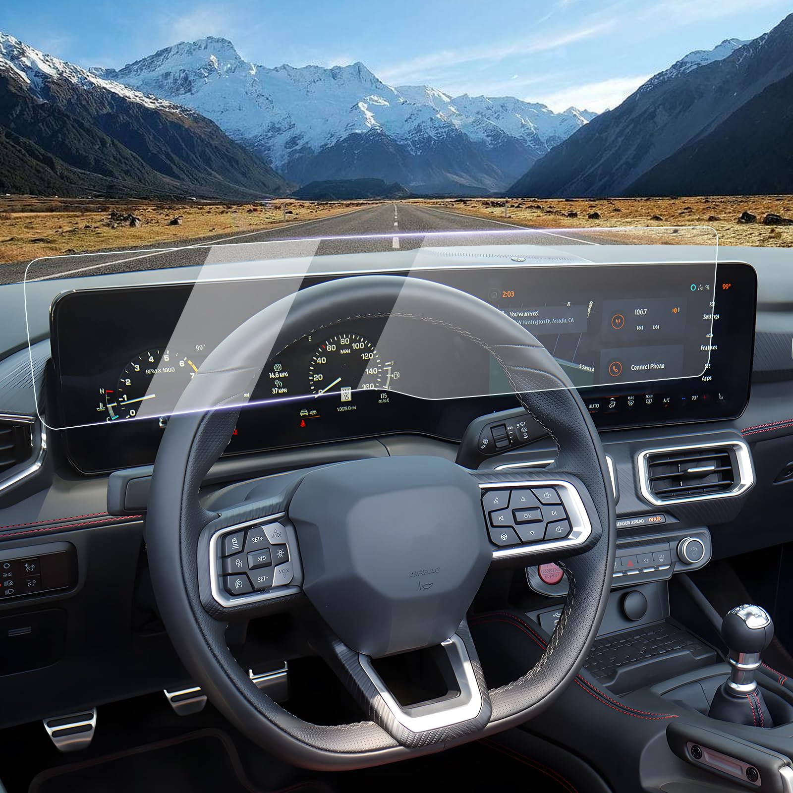 Luwu Ford Screen Protector For 2024 Mustang - Ecoboost/Gt/Gt Premium/Ecoboost Premium/Dark Horse - Hd Nano Touchscreen 13.2''+12