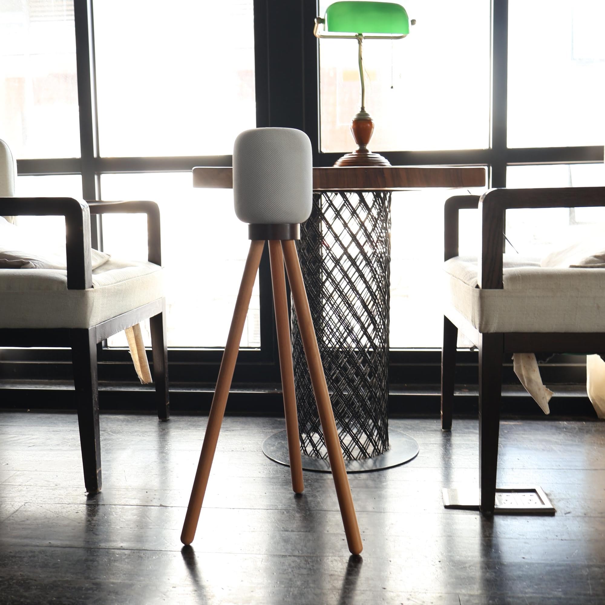 Hookmemo Speaker Stand For Homepod 2 (2023) (Real Wood Stand:Walnut+Beech)