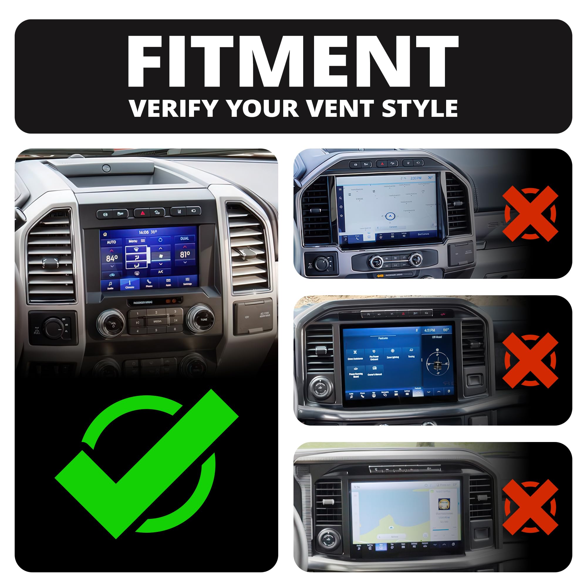 Tackform Link Vent Mount Magnetic Wireless Charging Phone Holder - Compatible With Magsafe, 2015-2020 Ford F-150, 2017-2021 Supe