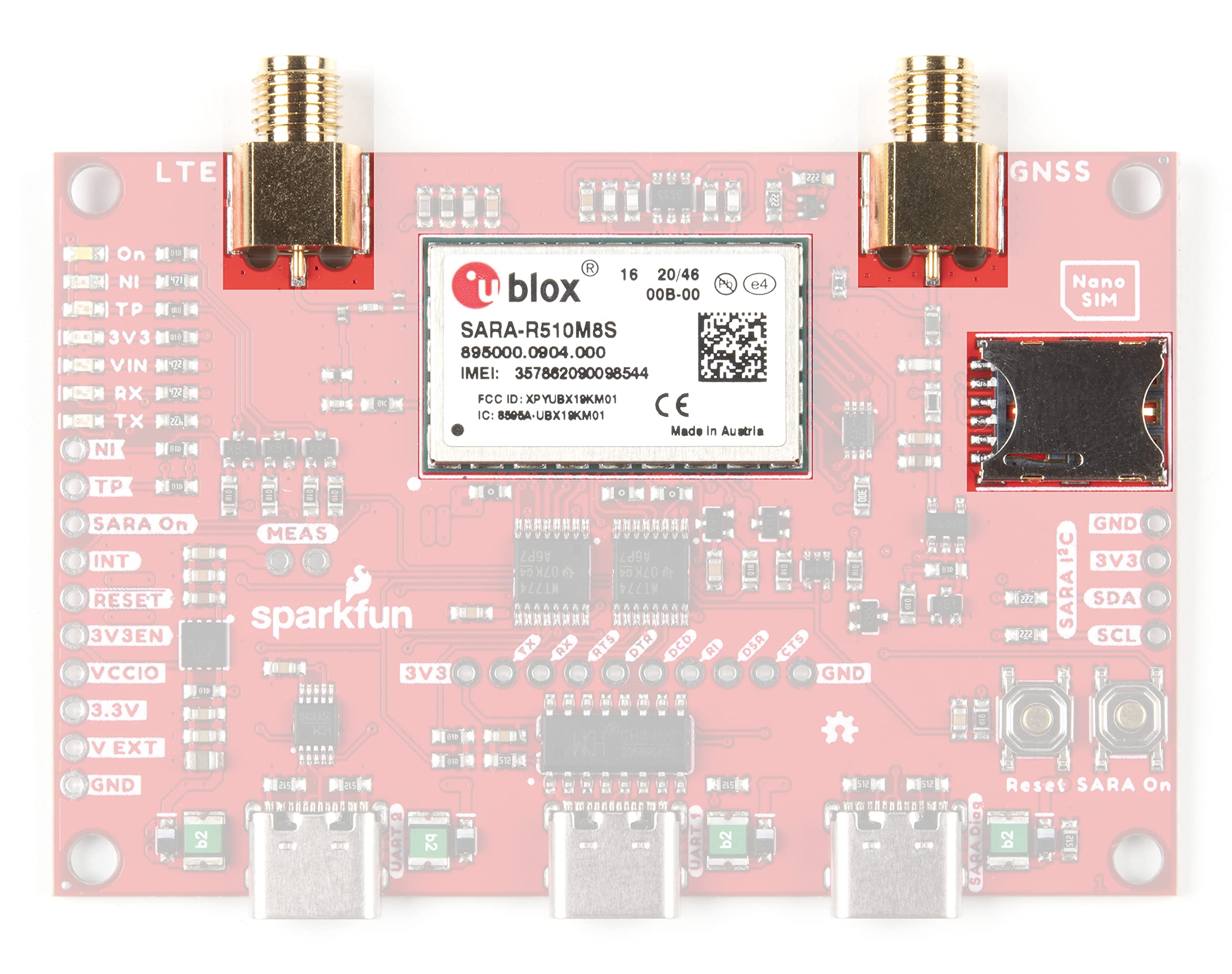 Sparkfun Lte Gnss Breakout   Sara R5   Includes 1X Breakout And 1X Hologram Euicc Sim Card Secure Cloud Lte M Data Communication