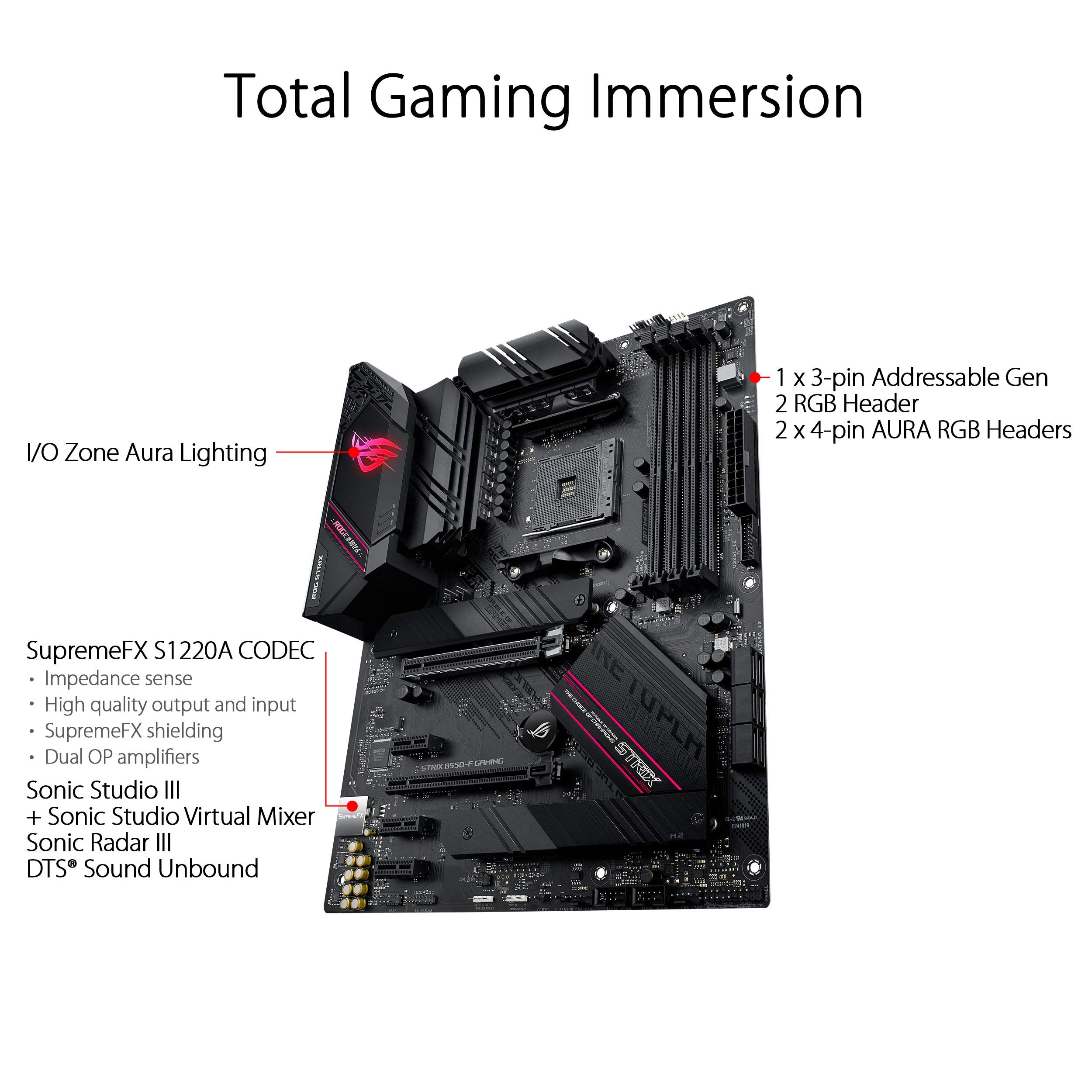 Asus Rog Strix B550 F Gaming Amd Am4 Zen 3 Ryzen 5000 & 3Rd Gen Ryzen Atx Gaming Motherboard (Pcie 4.0, 2.5Gb Lan, Bios Flashbac