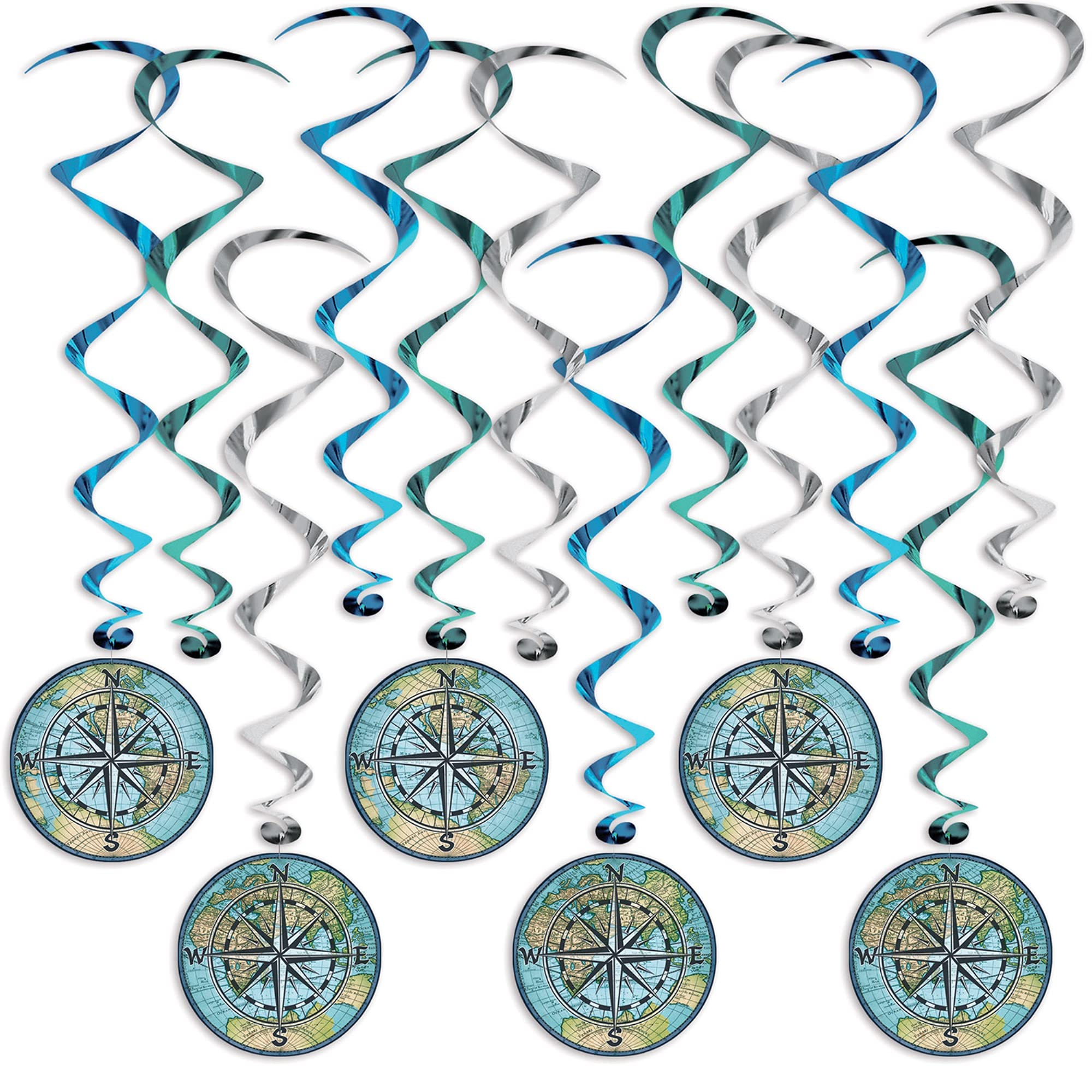 Beistle Voyager Compass Hanging Swirls (12 Pcs)  1 Pack