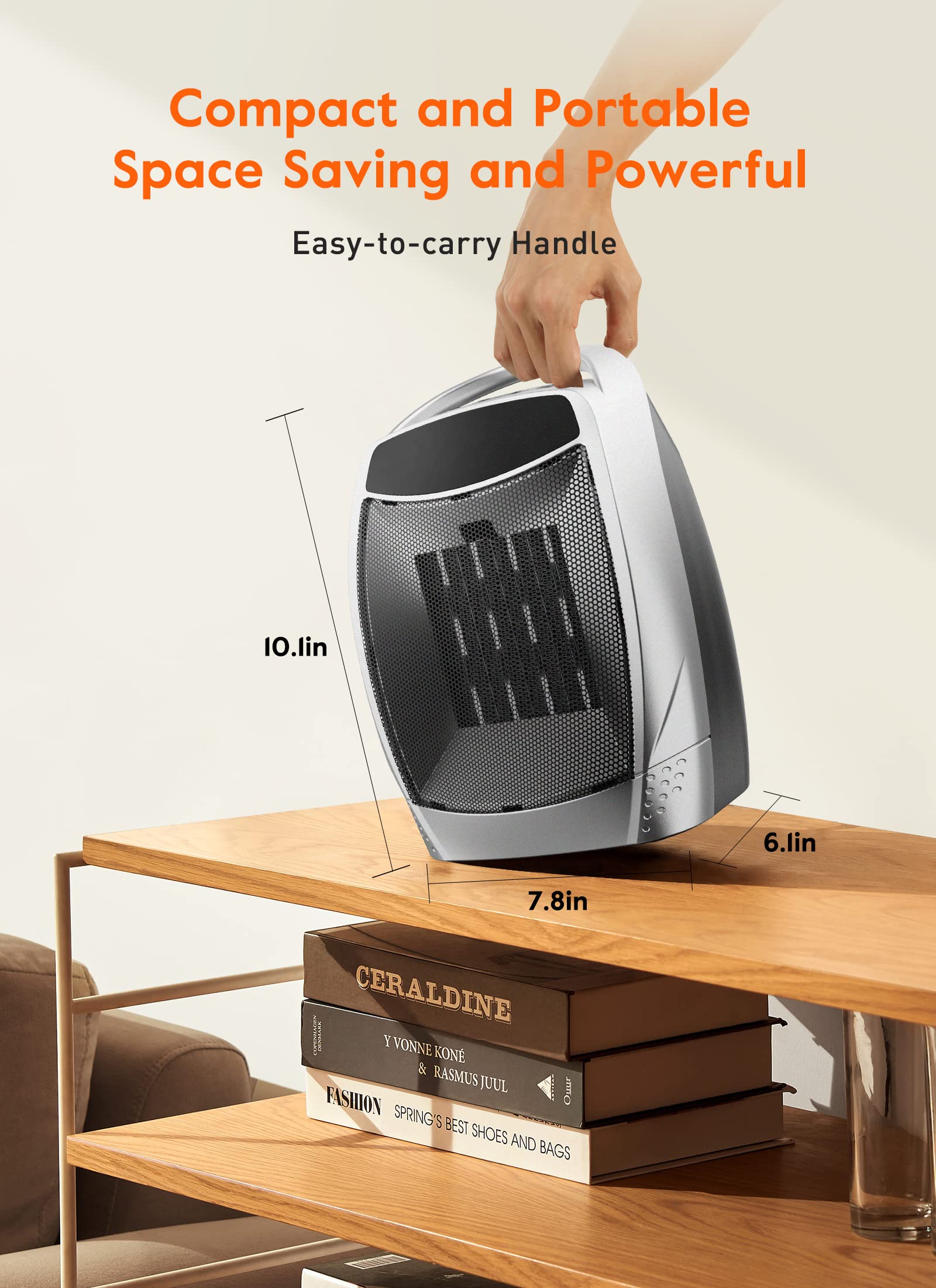 Portable Space Heater, Brightown 1500W Personal Electric Heater With Timer, 4 Modes Quiet Desk Heater, Overheating & Tip Over Pr