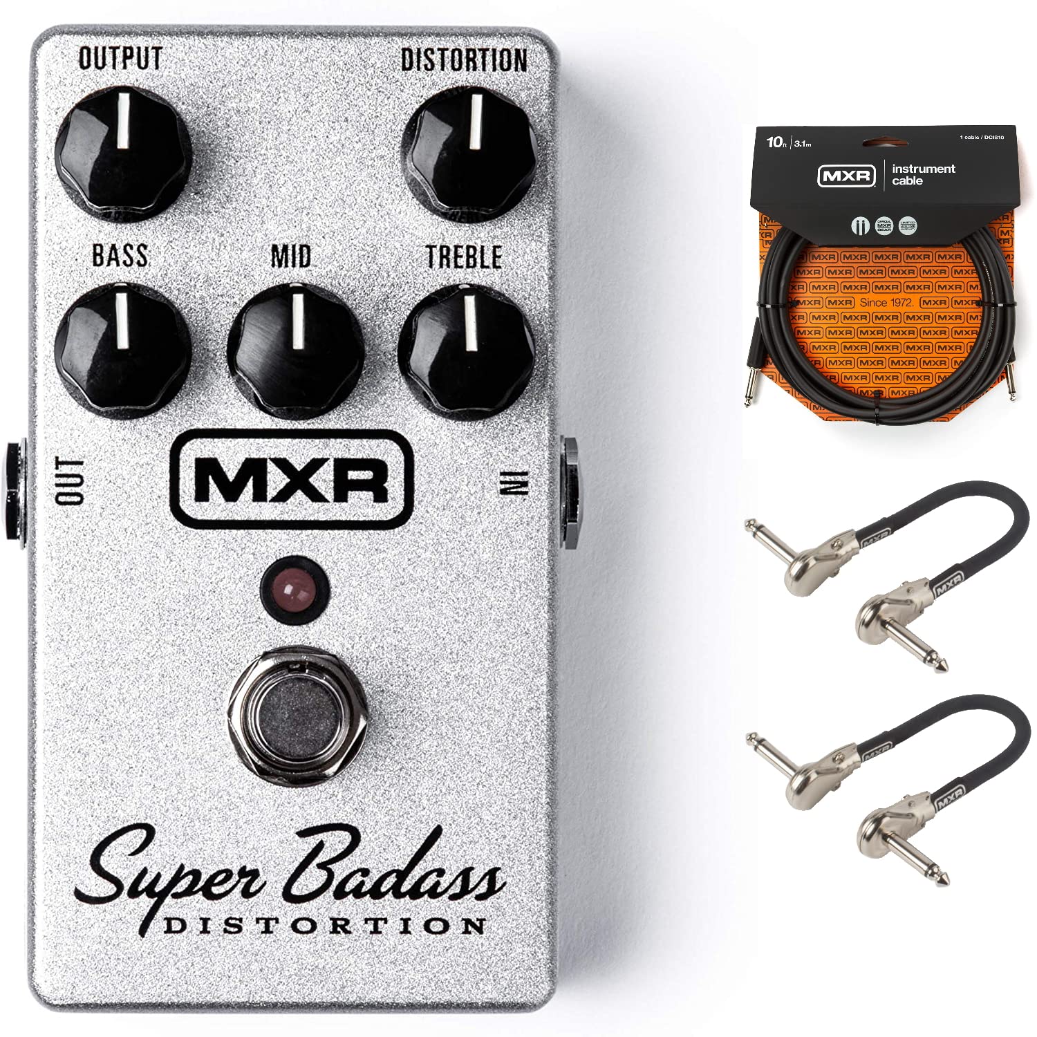 Briskdrop Mxr M75 Super Badass Distortion Guitar Effects Pedal Bundle With Mxr Premium Instrument Cable And Patch Cables M75Bund