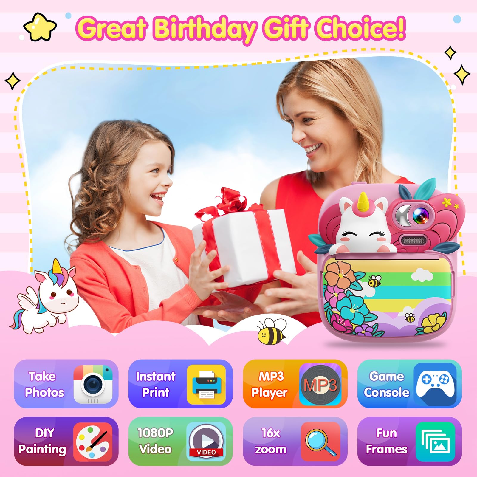 Tiatua Kids Camera Instant Print, Camera For Kids With Printable Photos, Toddler Camera Toys For Children Ages 3 14, Digital Cam